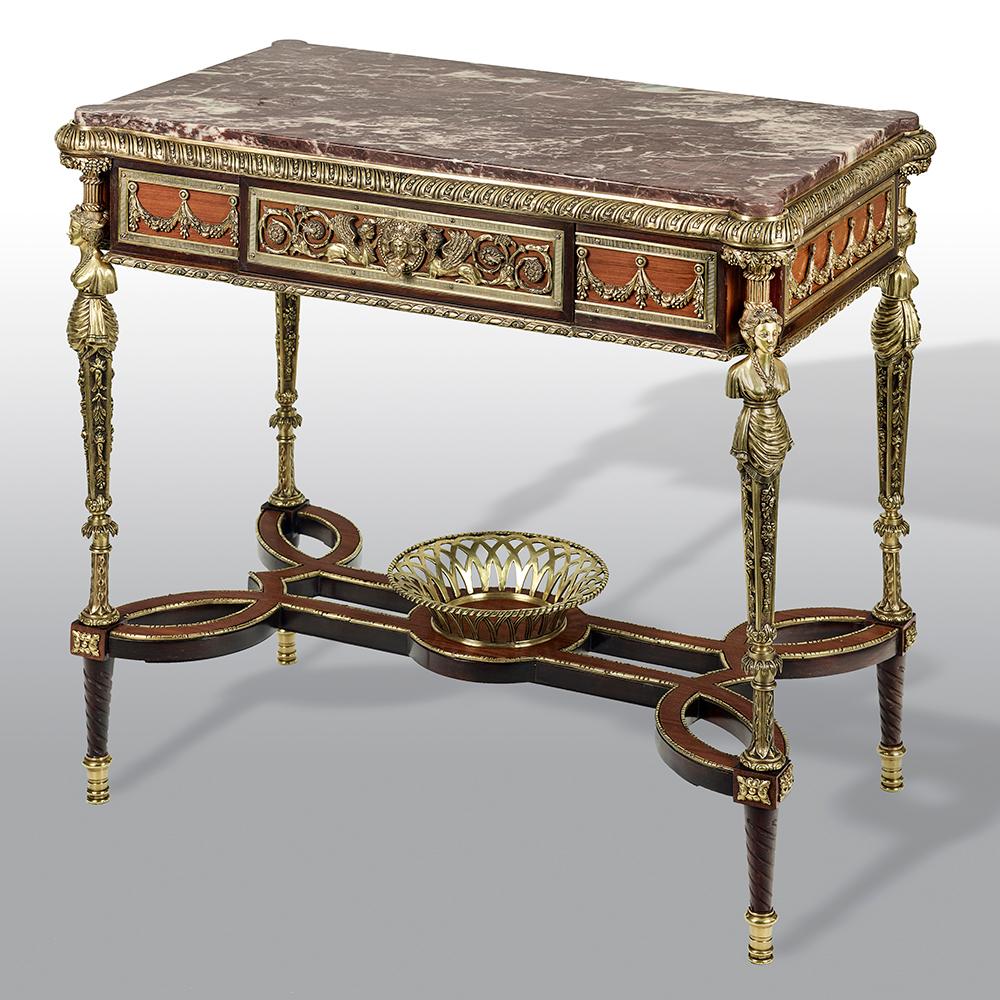 Pair of 19th Century French Ormolu-Mounted Mahogany Table De Milieu 1