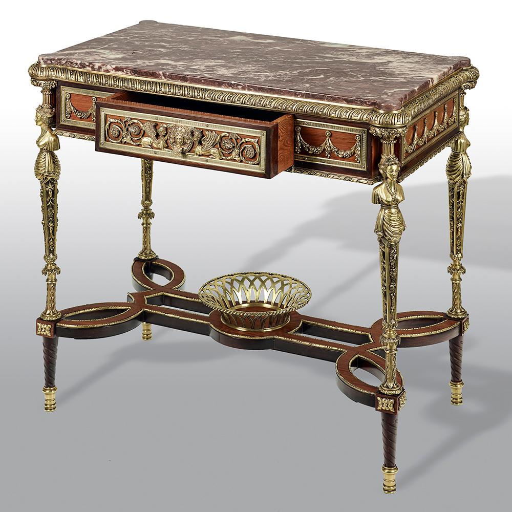 Pair of 19th Century French Ormolu-Mounted Mahogany Table De Milieu 2