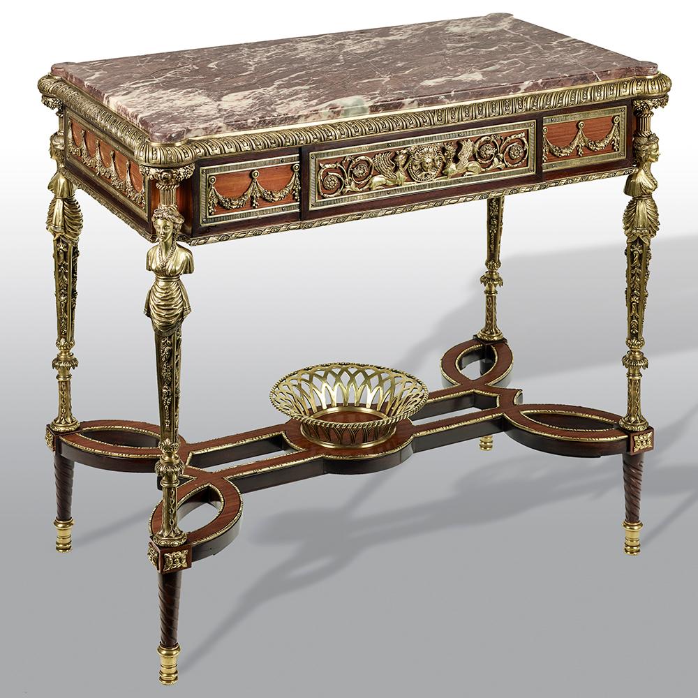 Pair of 19th Century French Ormolu-Mounted Mahogany Table De Milieu 4