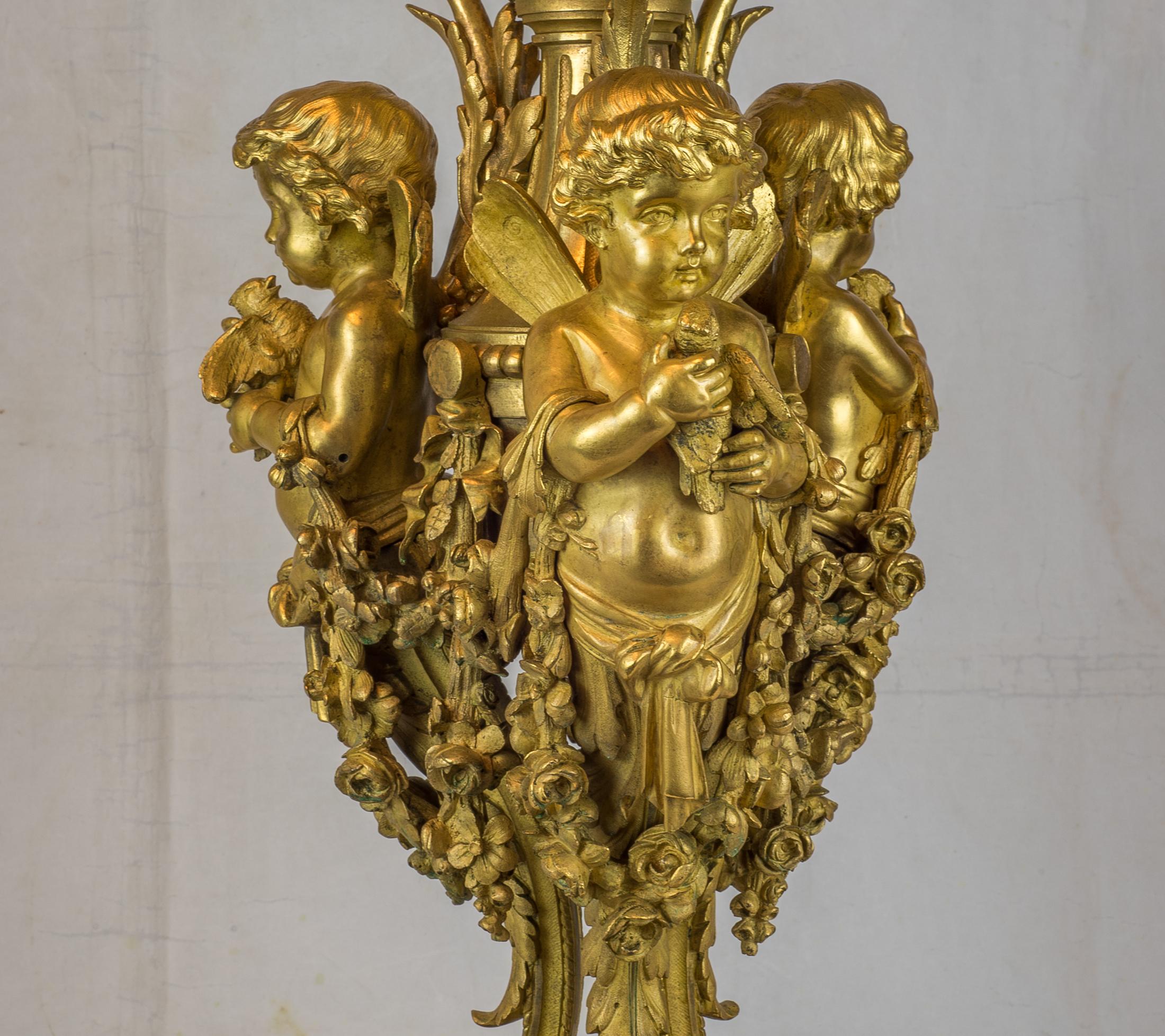 Similoro Importante coppia di candelabri a dieci luci in ormolu francesi del XIX secolo di H. Picard in vendita