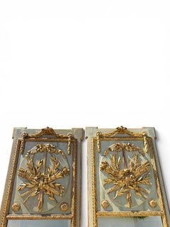 Pair of 19th Century French Painted and Giltwood Trumeau Mirrors