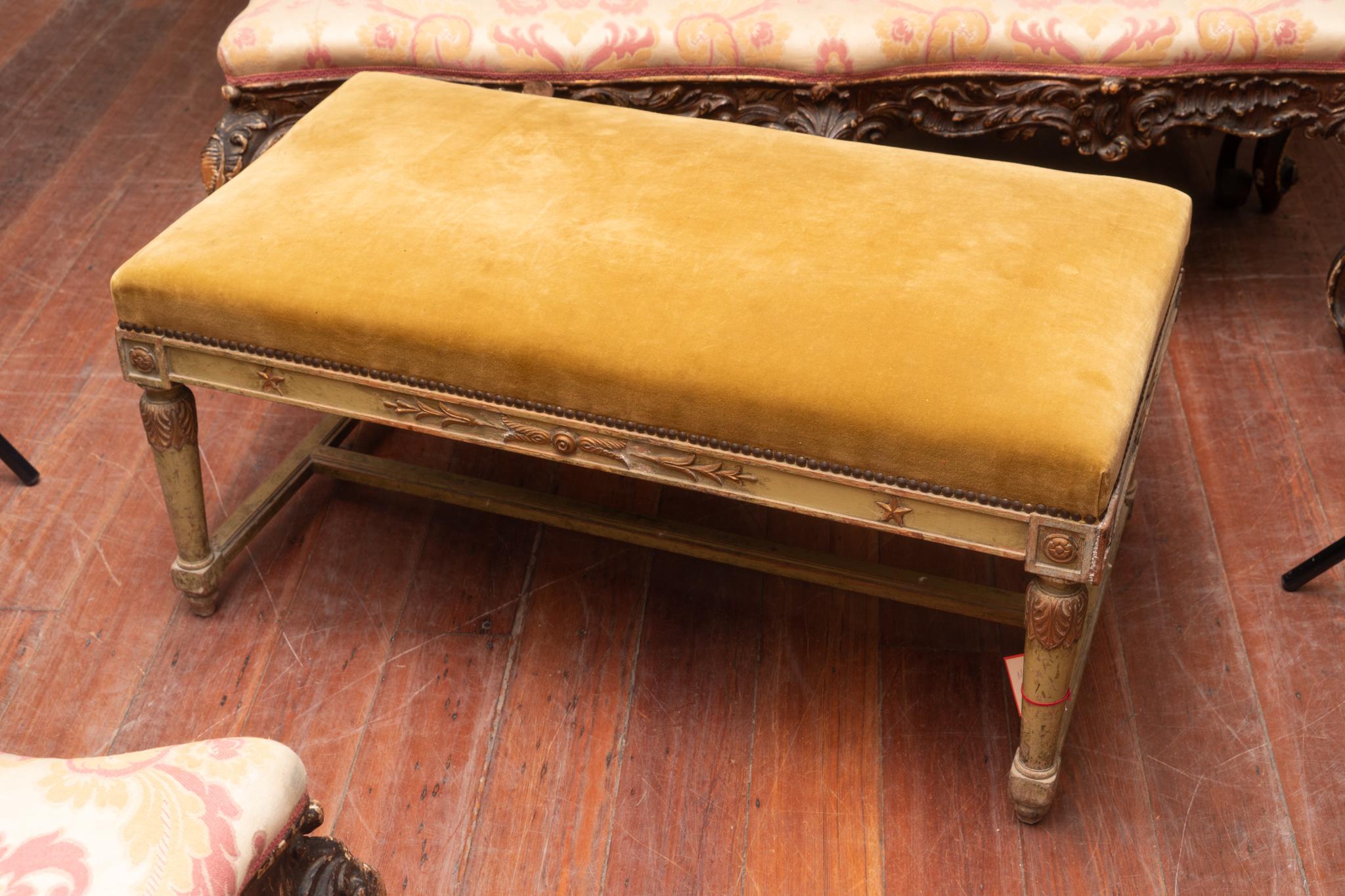 Pair of Empire style gilded and painted benches.