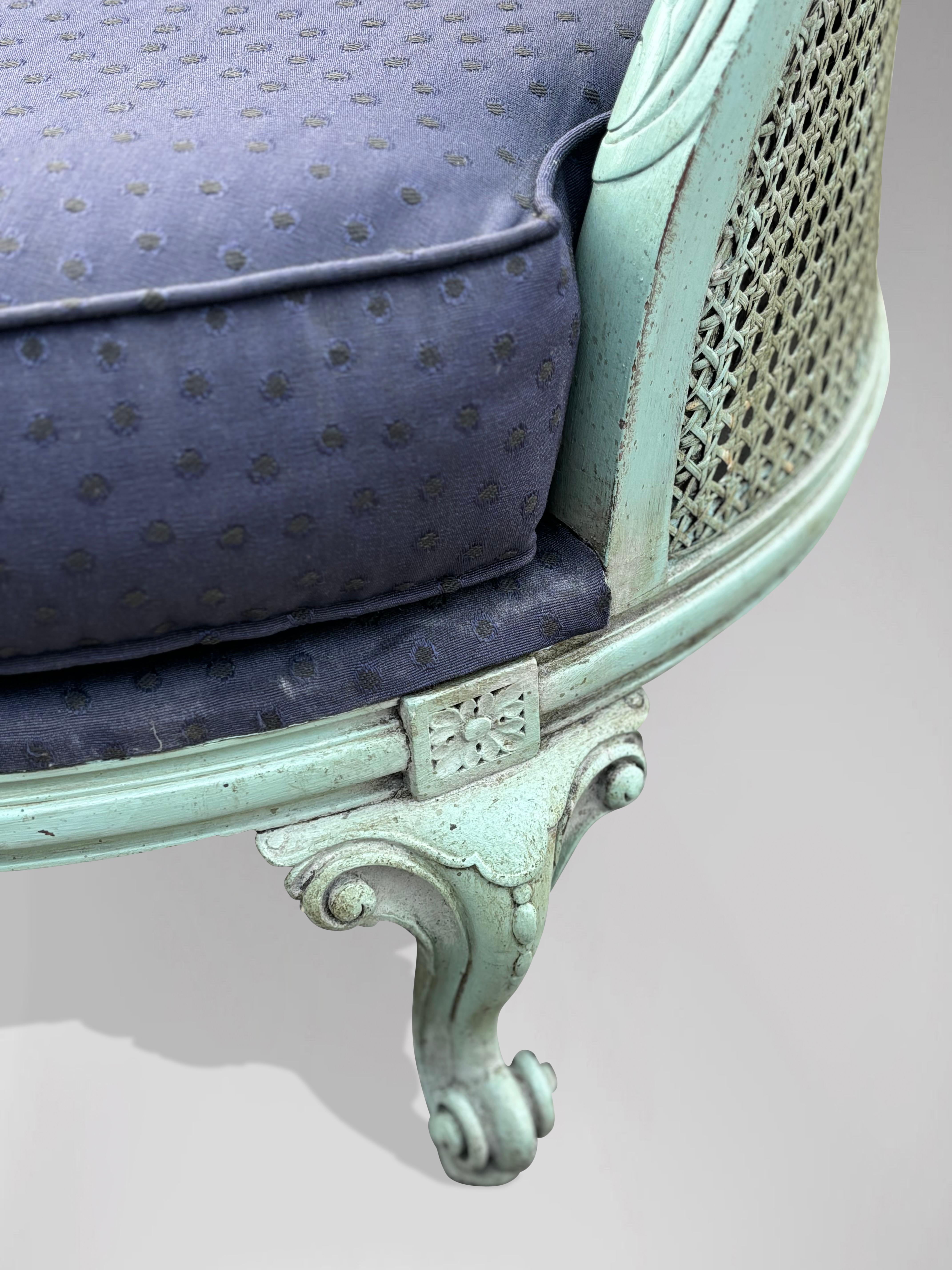 Pair of 19th Century French Painted Cane Bergère Armchairs For Sale 9