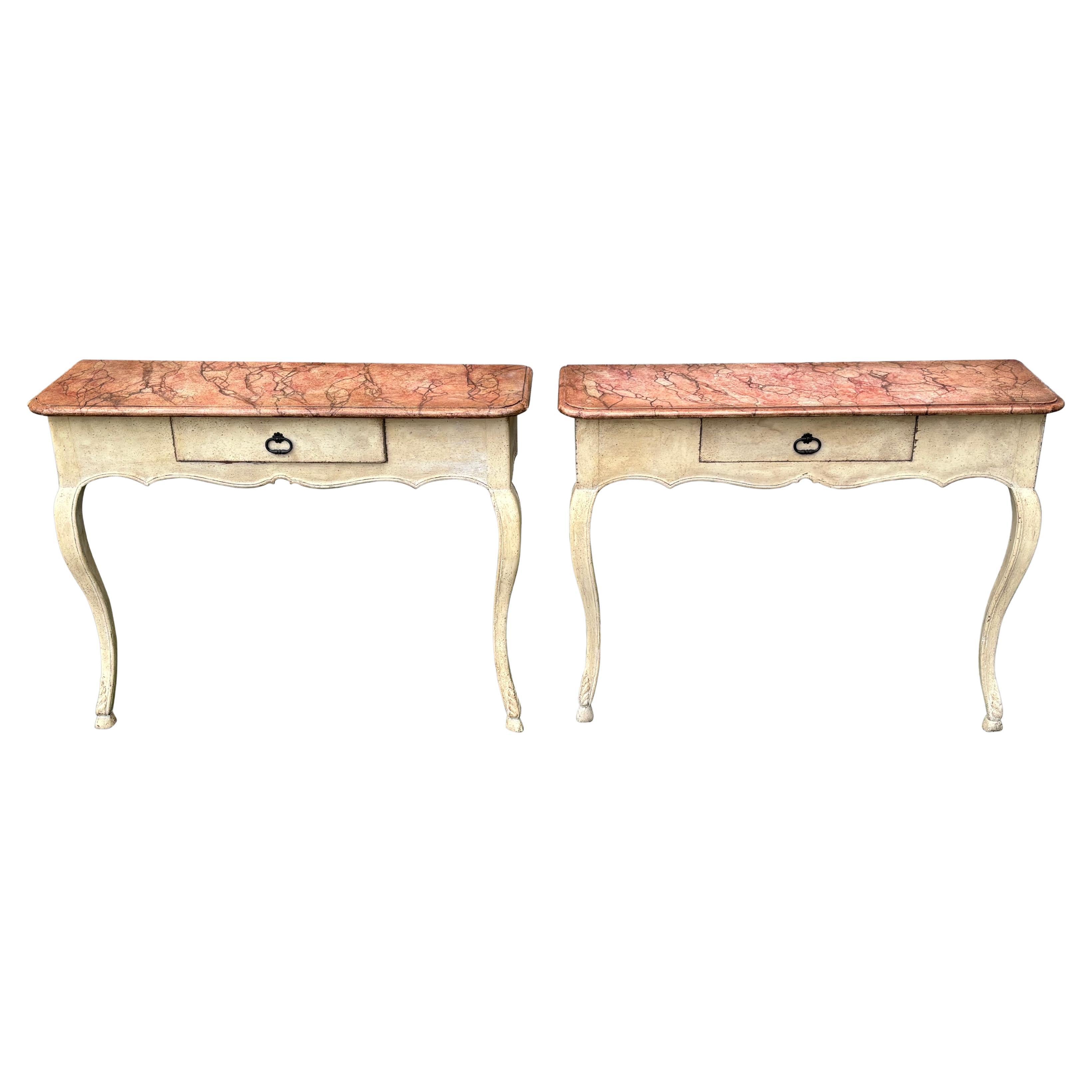 Pair of 19th Century French Painted Console Tables