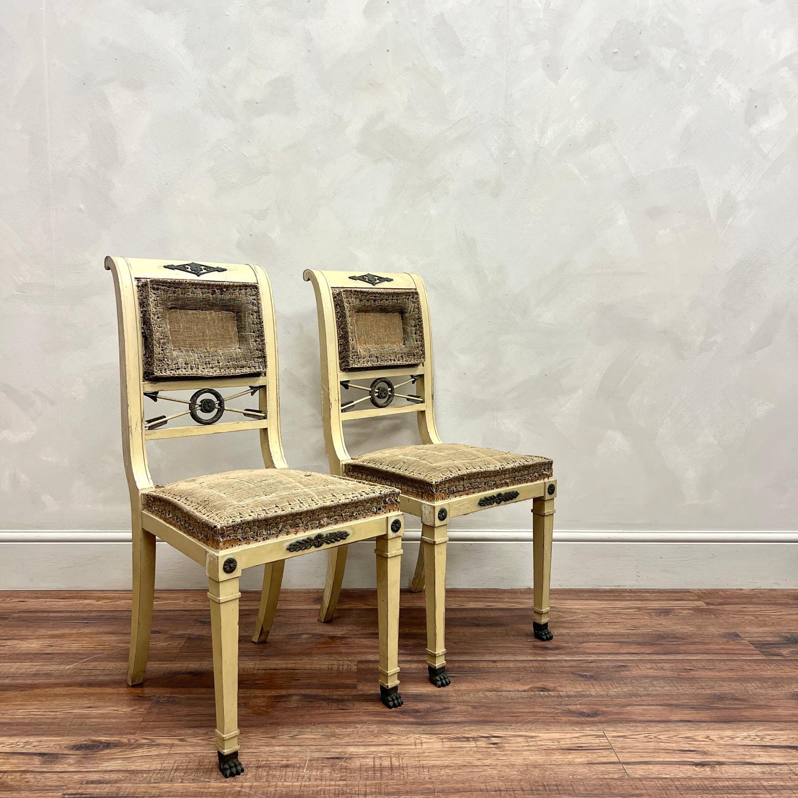 Pair of 19th Century French Painted Empire Chairs For Sale 5