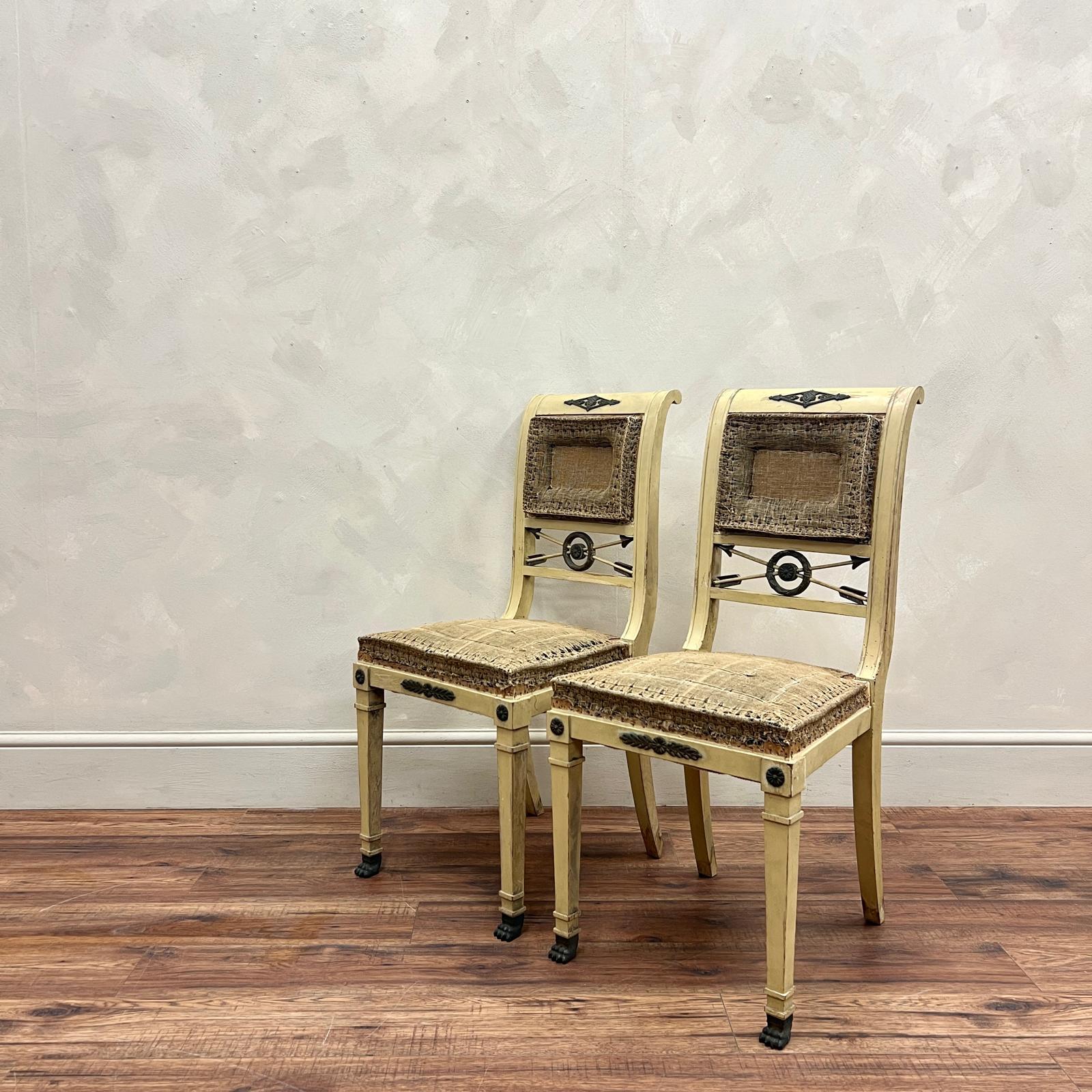 Pair of 19th Century French Painted Empire Chairs For Sale 6