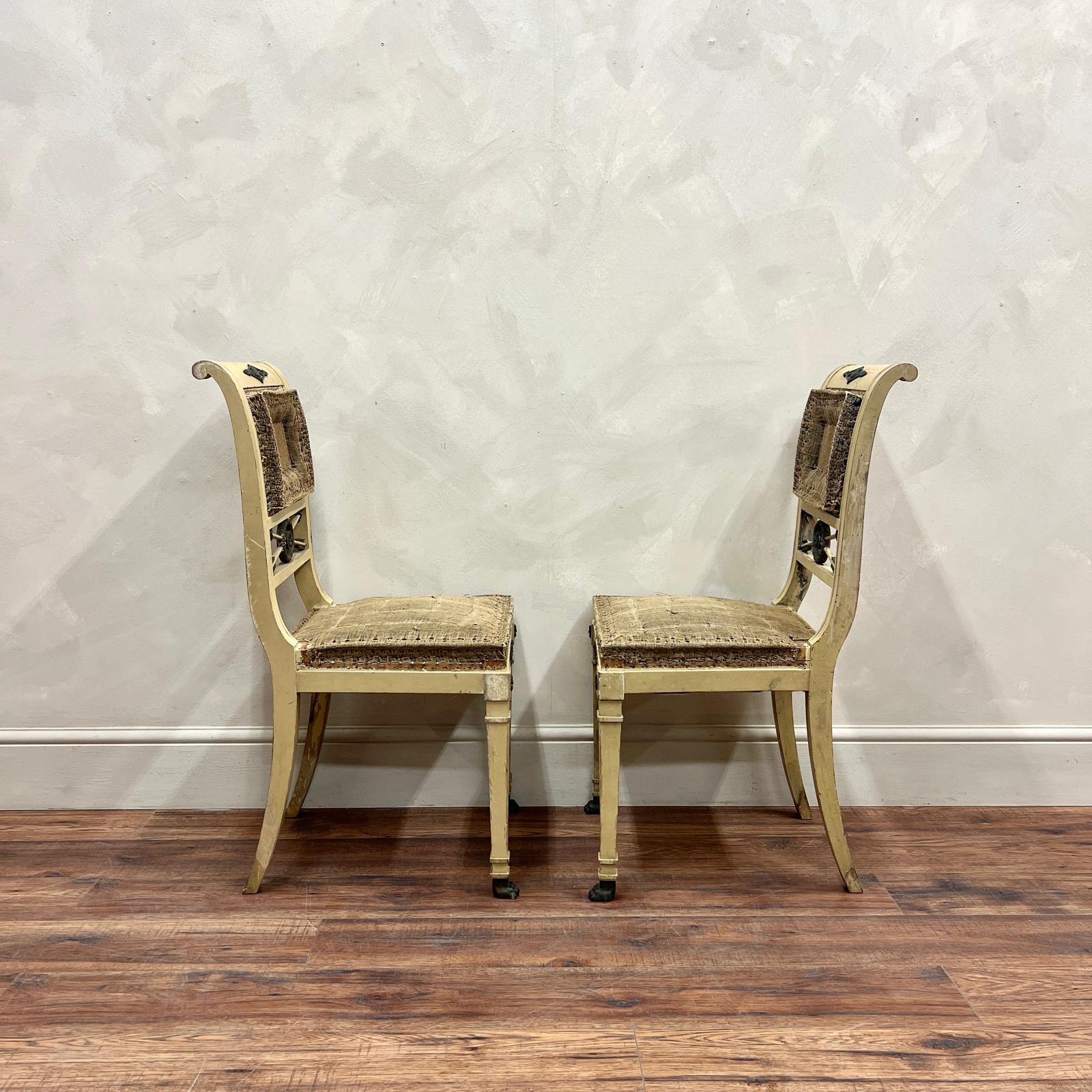 Pair of 19th Century French Painted Empire Chairs For Sale 2