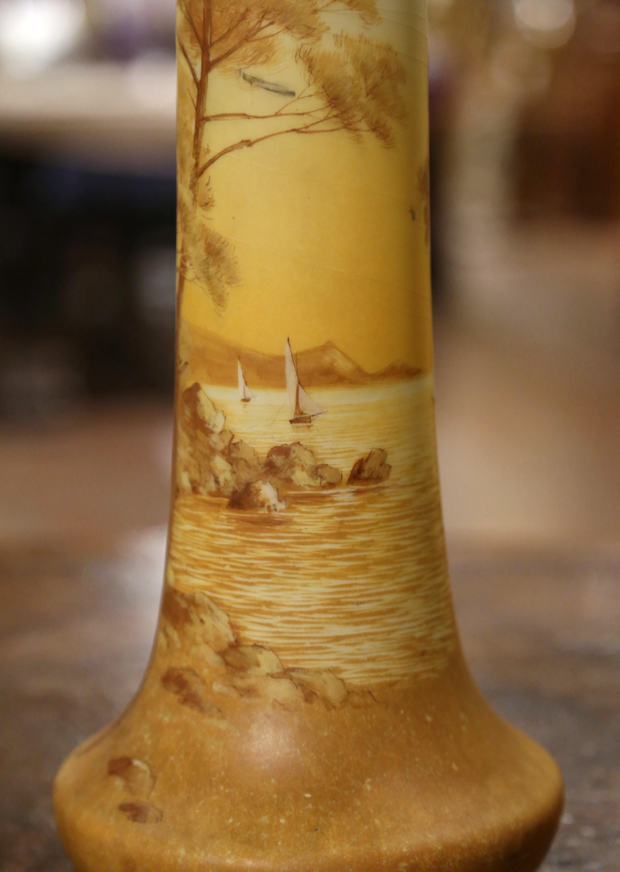 XIXe siècle Paire de vases émaillés peints français du 19ème siècle signés Delphin Massier en vente