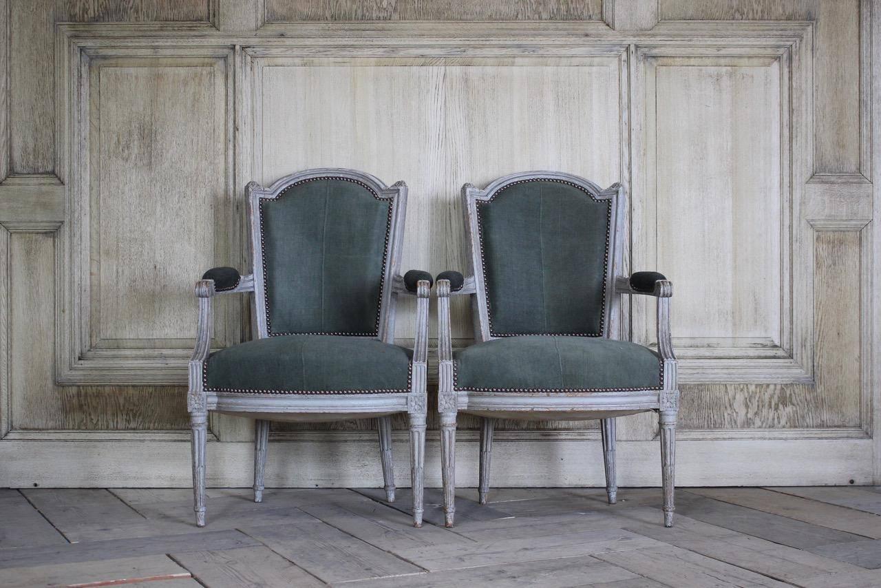 Pair of 19th Century French Painted Fauteuils 2