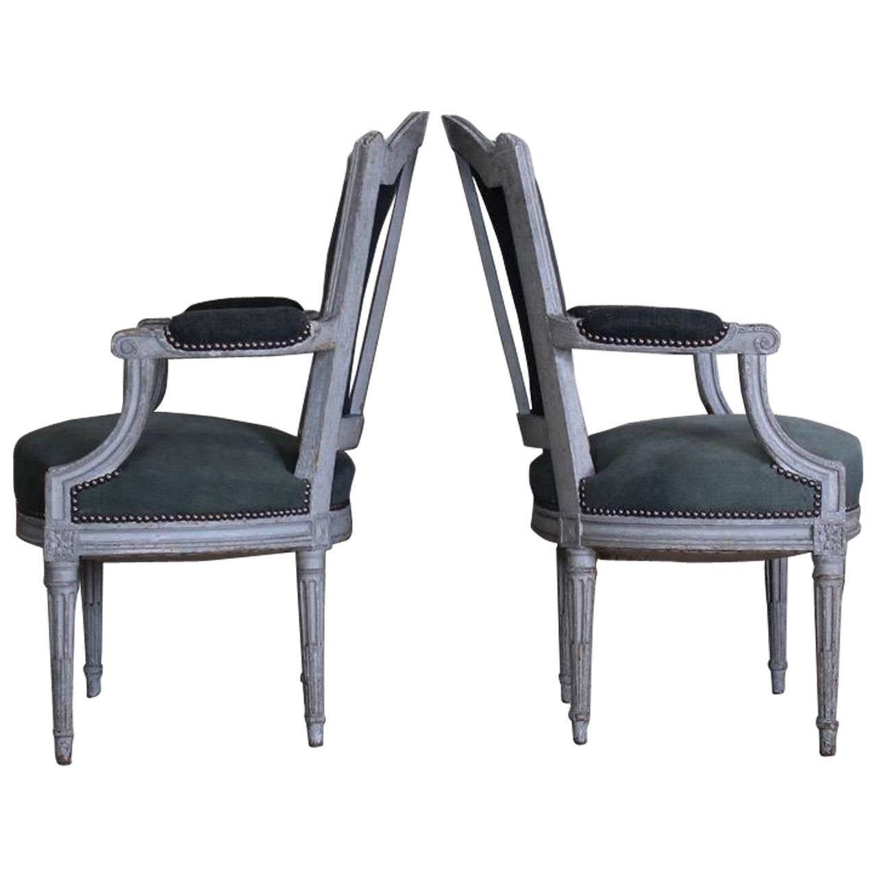 Pair of 19th Century French Painted Fauteuils