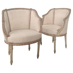 Pair of 19th Century French Painted Gondola Bergère Chairs