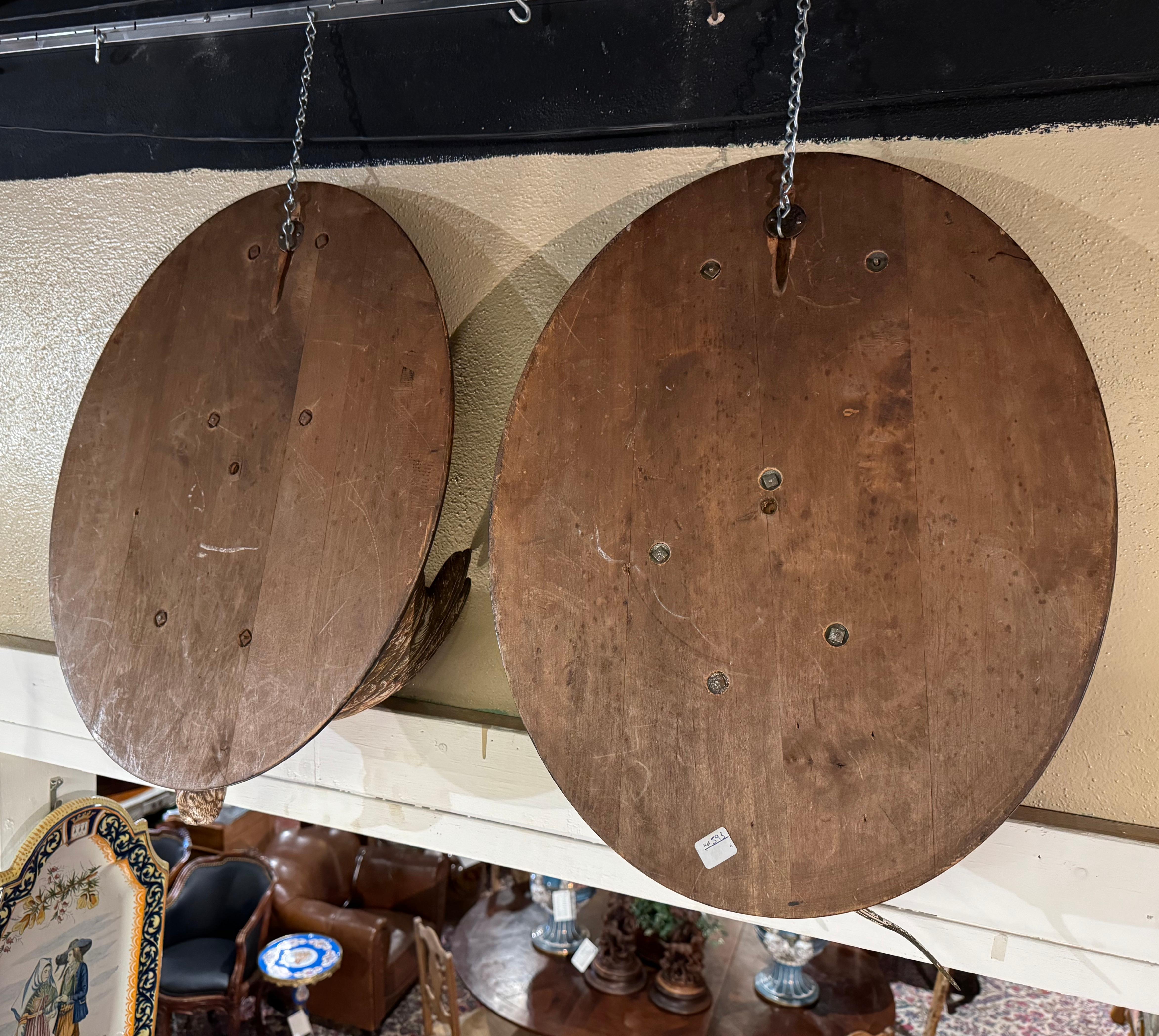 Pair of 19th Century French Painted Iron Bird Wall Trophies on Walnut Plaques For Sale 6