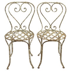 Pair of 19th Century French Painted Iron Garden Chairs