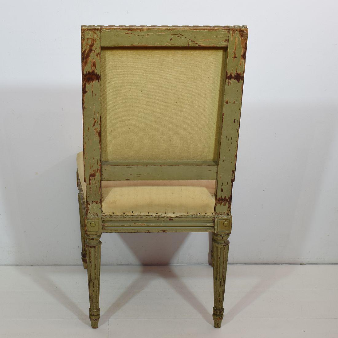 Wood Pair of 19th Century French Painted Louis XVI Style Side Chairs