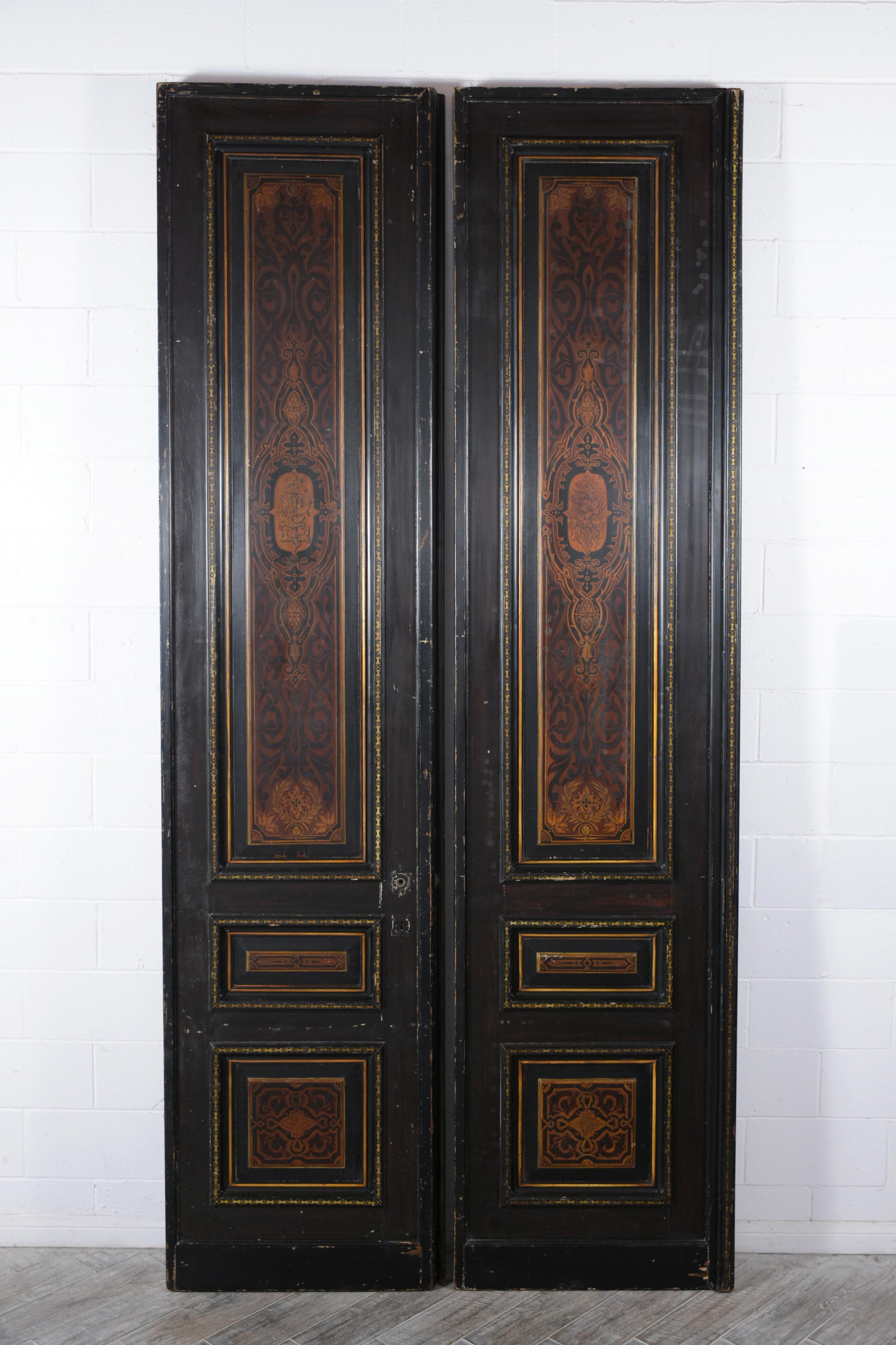 Pair of French Painted Paneling Doors 3