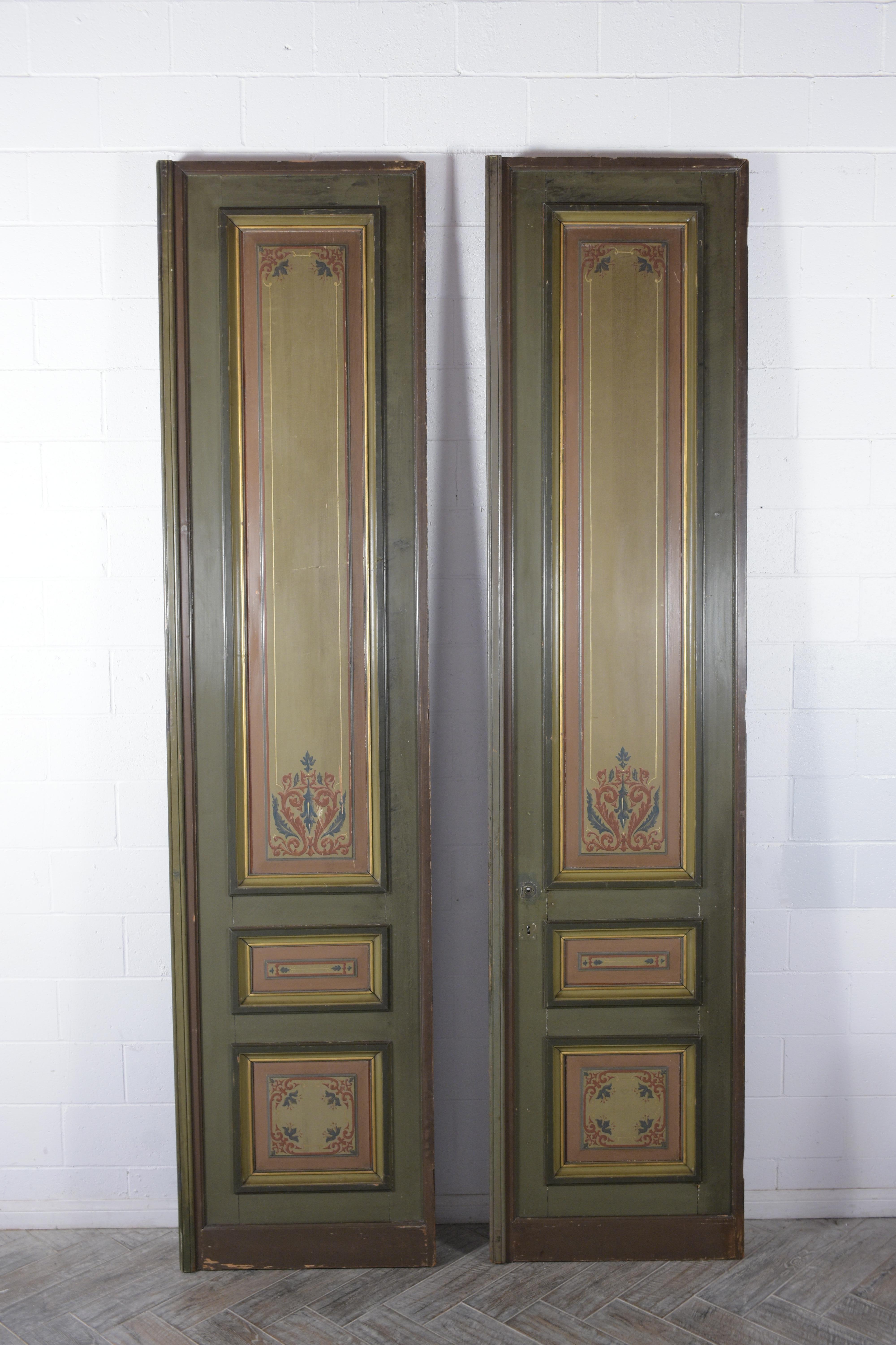 Belle Époque Pair of French Painted Paneling Doors