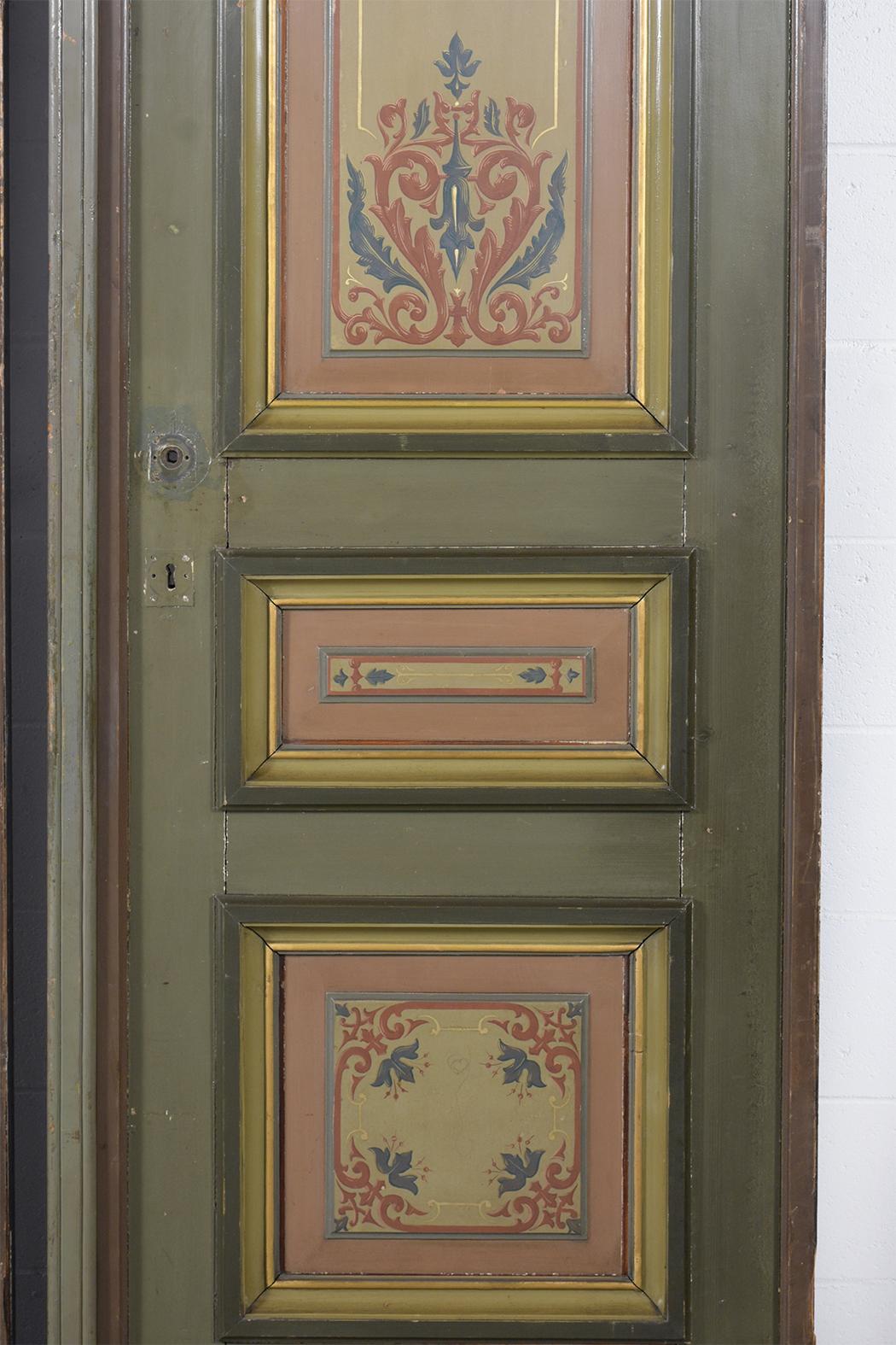 Patinated Pair of French Painted Paneling Doors