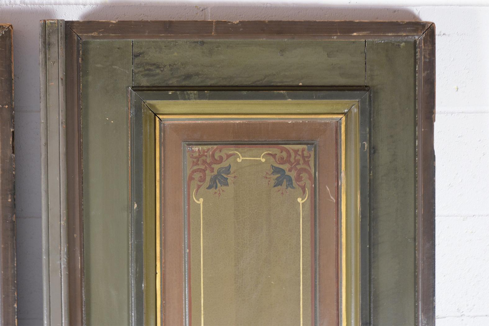 Mid-19th Century Pair of French Painted Paneling Doors