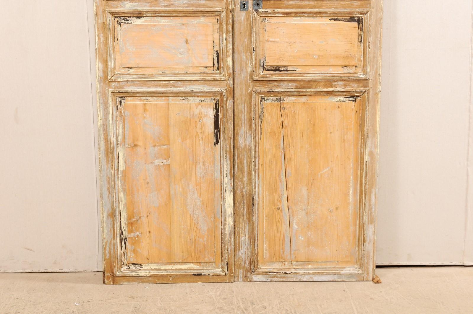 Pair of 19th Century French Painted Wood Doors with Lovely Cream Colored Finish 6