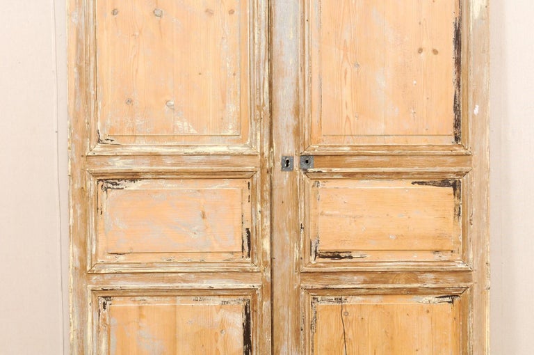 Pair of 19th Century French Painted Wood Doors with Lovely Cream