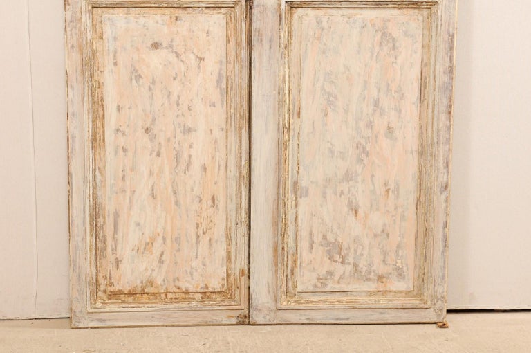 Pair of 19th Century French Painted Wood Doors with Lovely Cream