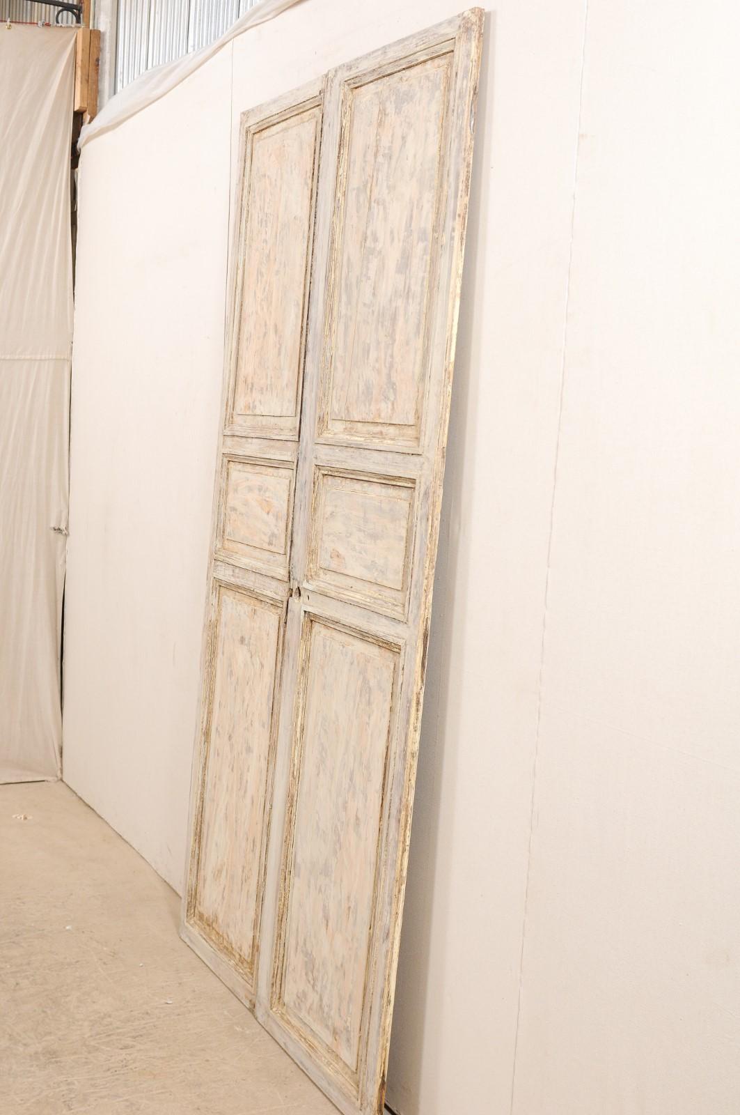 Pair of 19th Century French Painted Wood Doors with Lovely Cream Colored Finish 3