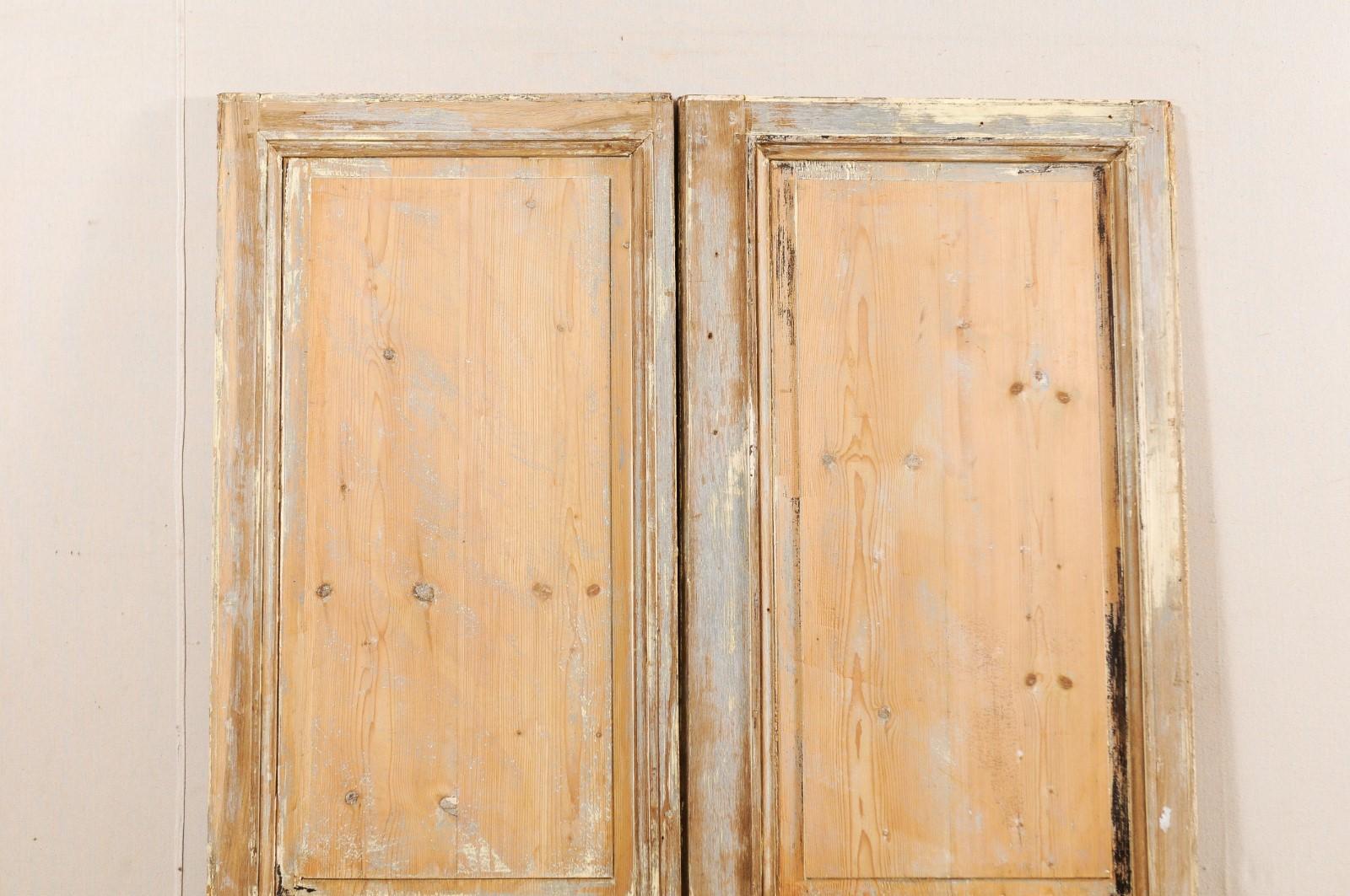 Pair of 19th Century French Painted Wood Doors with Lovely Cream Colored Finish 5