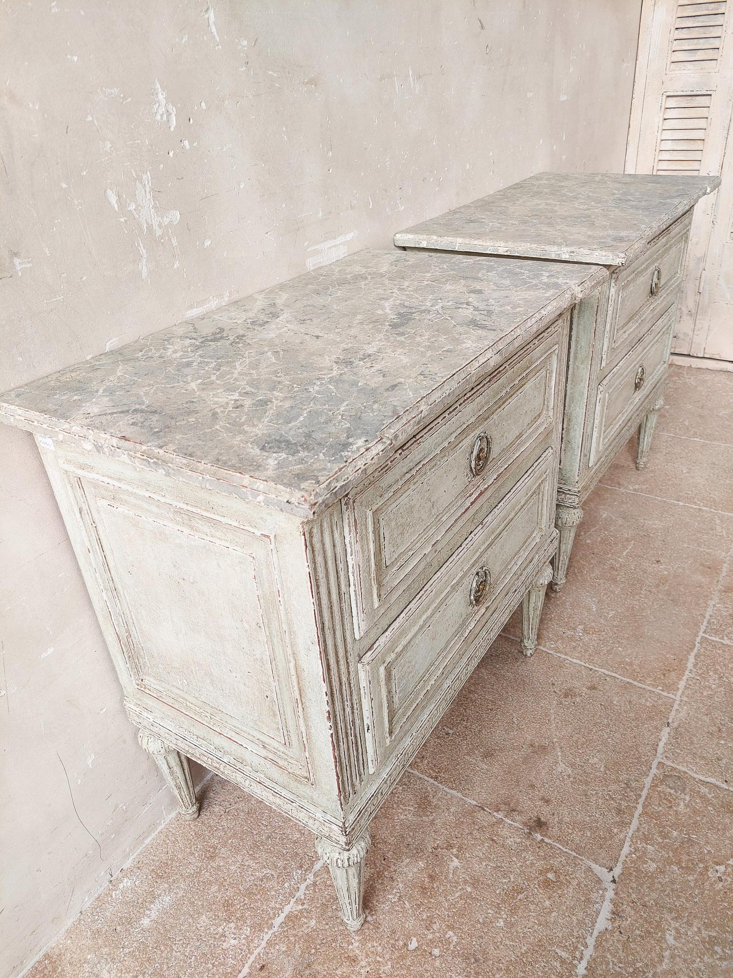 Pair of 19th Century French Patinated Bedside Tables 2