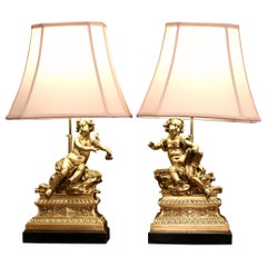 Vintage Bedside Lamps 373 For On 1stdibs Pair Of 19th Century French Patinated Bronze Doré Cherubs Sculptures Table Lamps