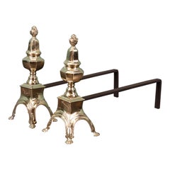 Pair of 19th Century French Polished Brass Fire Dogs