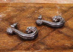 Pair of 19th Century French Polished Iron Front Door Knockers with Lion Figures