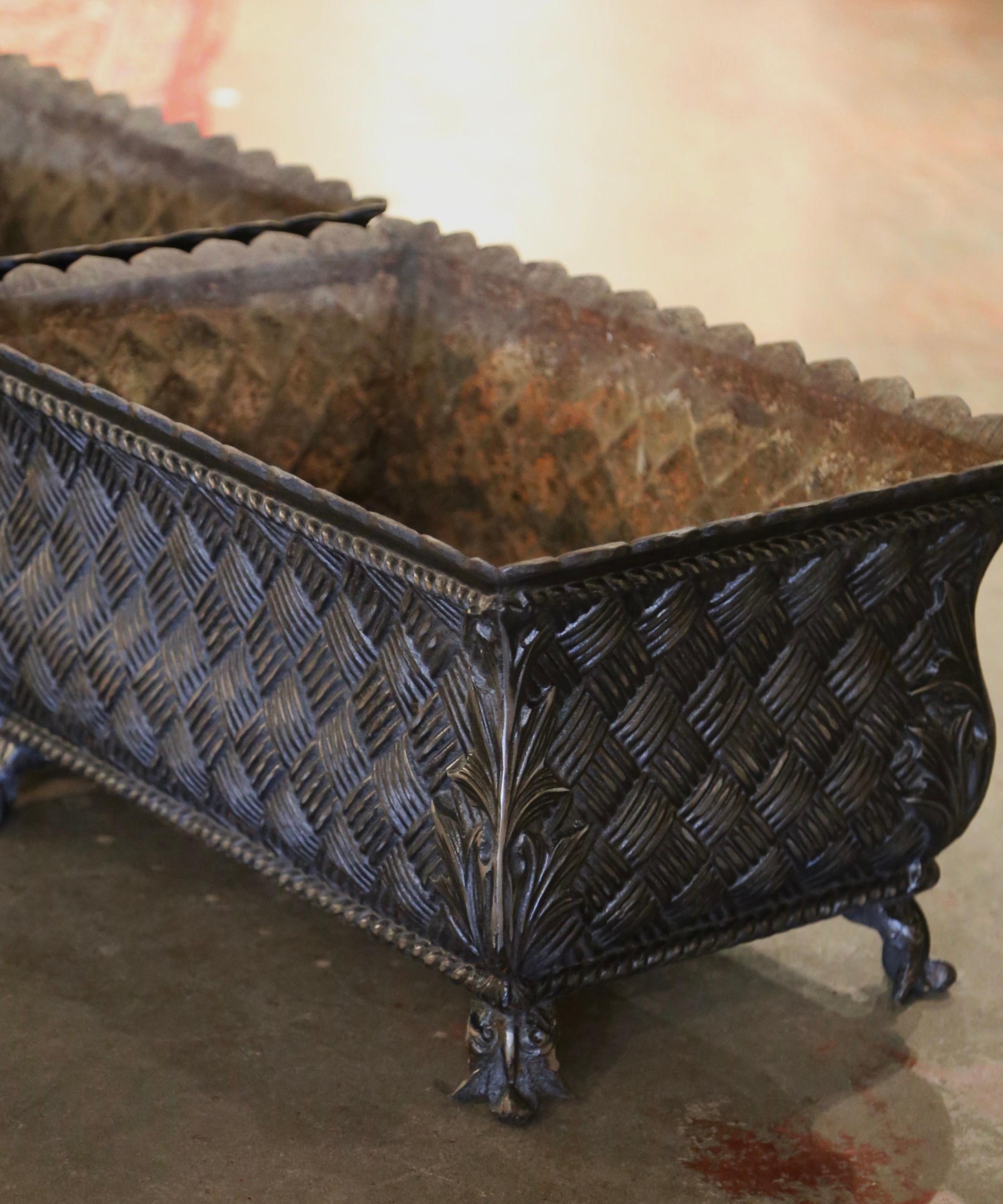 Pair of 19th Century French Polished Iron Planter Boxes Jardinieres For Sale 2