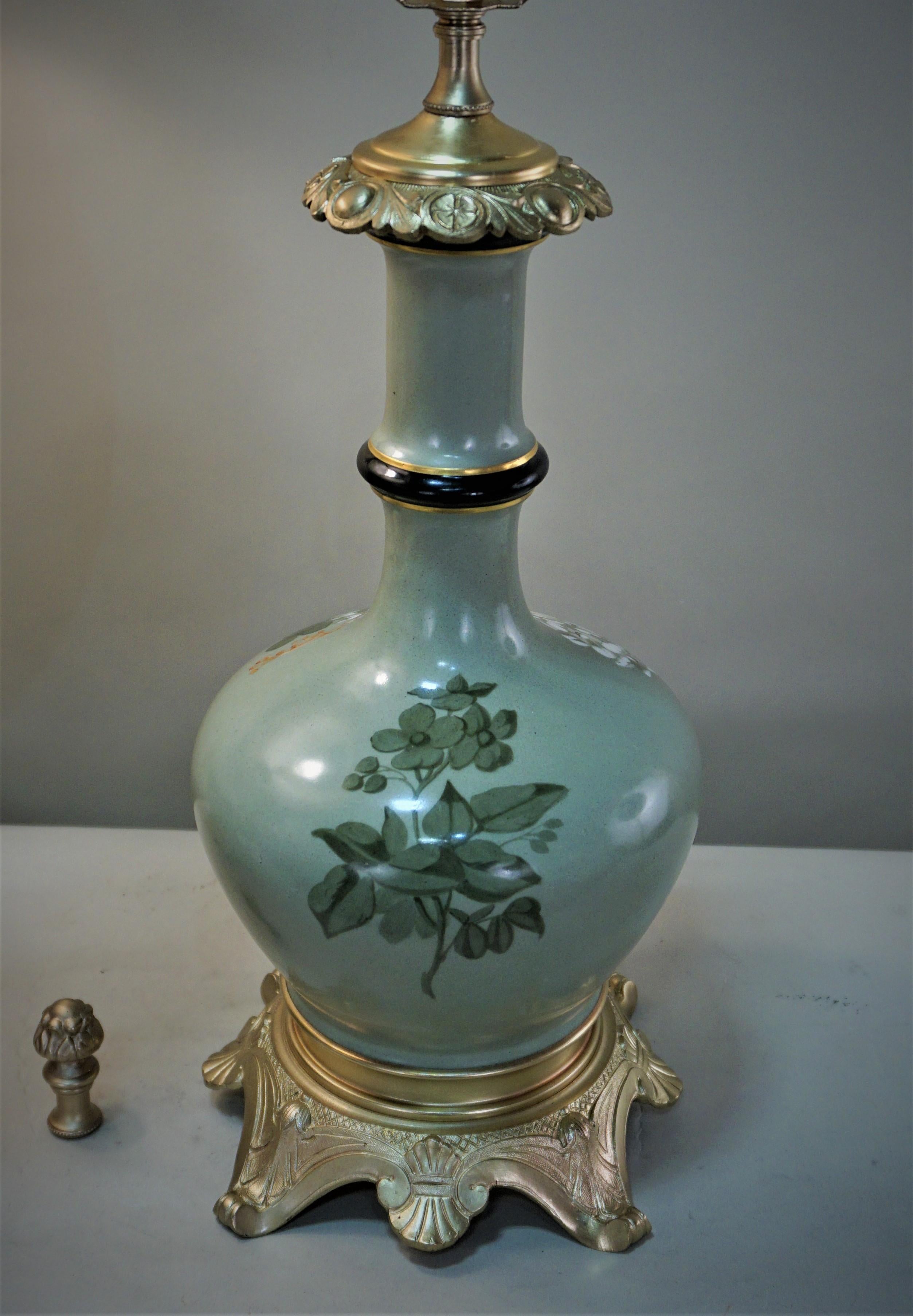 Pair of 19th Century French Porcelain and Bronze Table Lamps 4