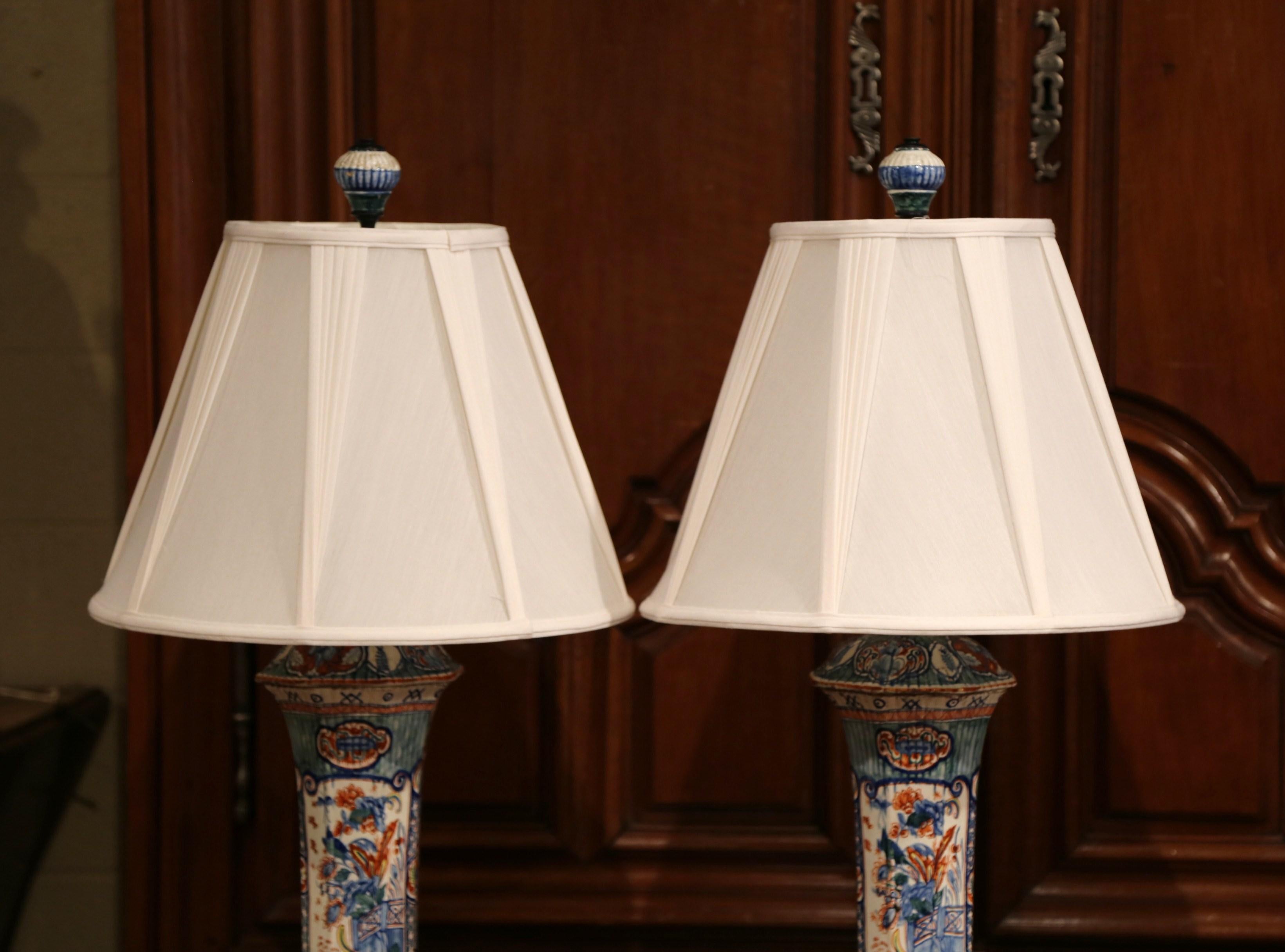 Pair of 19th Century French Porcelain Hand Painted Vases Fitted into Table Lamps 2