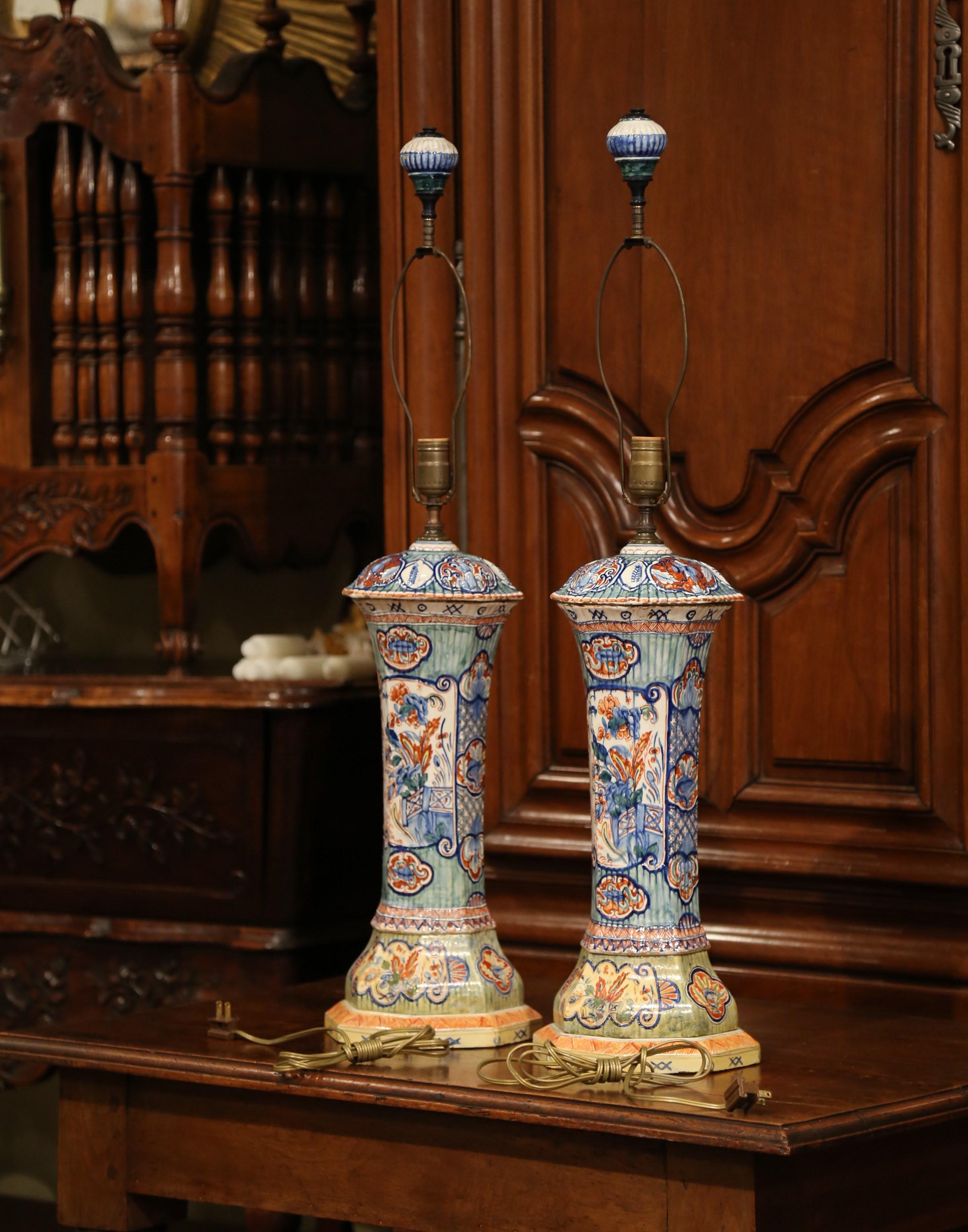 Pair of 19th Century French Porcelain Hand Painted Vases Fitted into Table Lamps 4