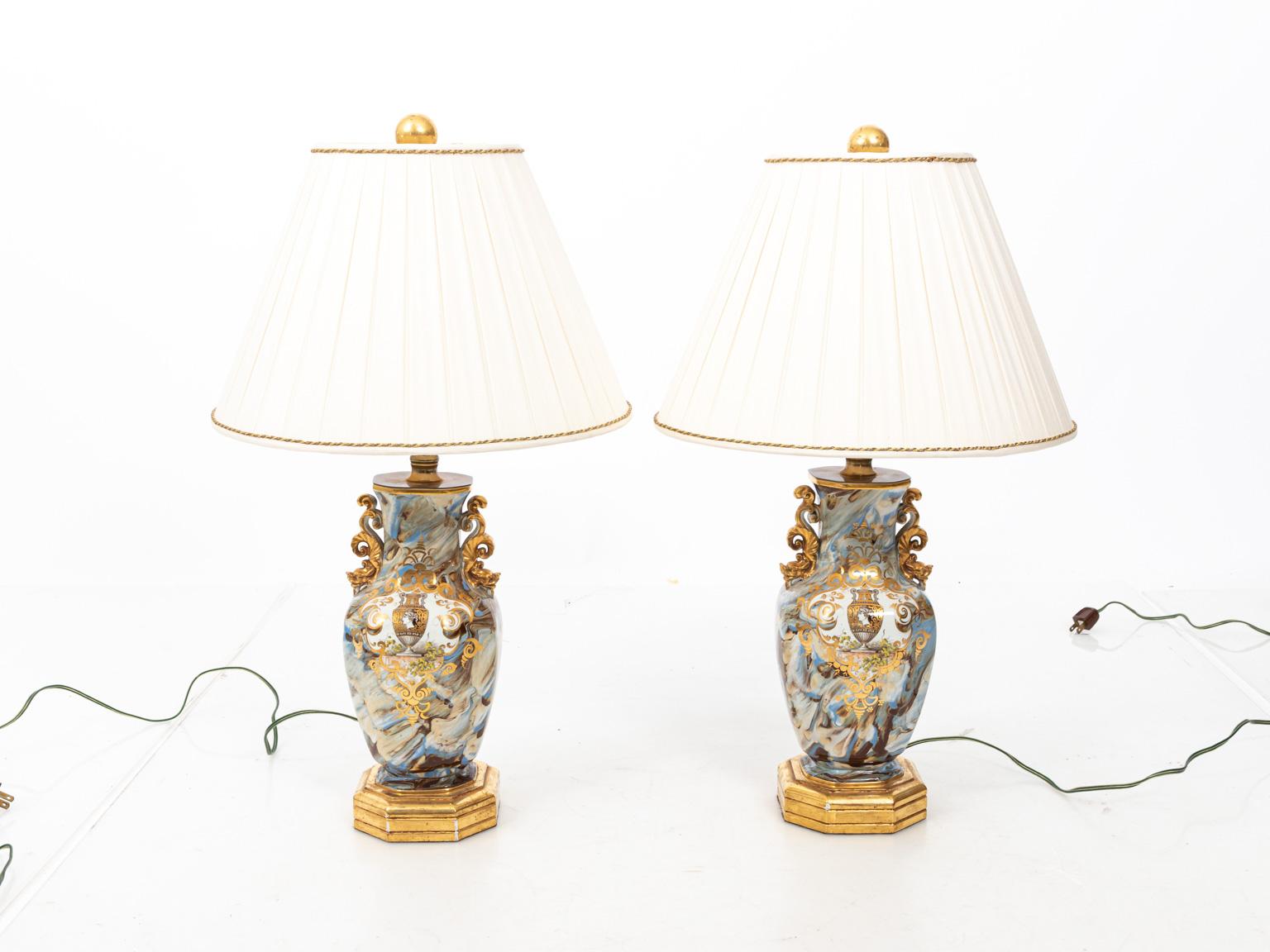 Pair of 19th Century French Porcelain Lamps 7