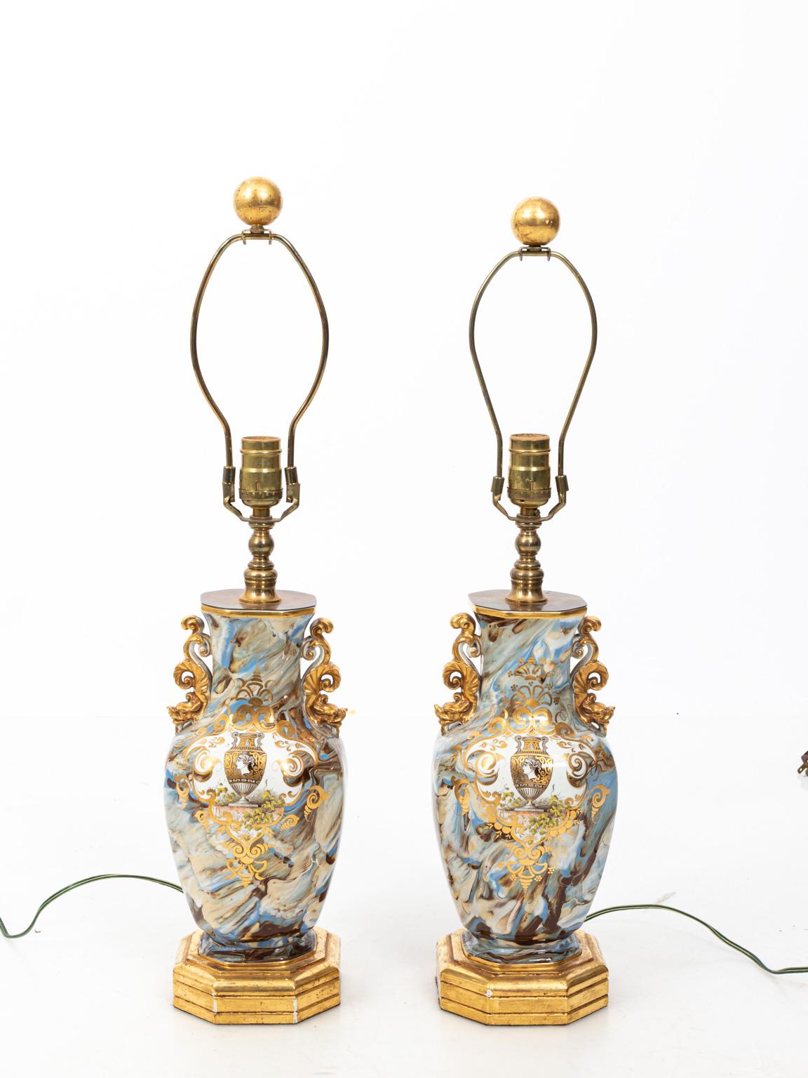 Pair of 19th Century French Porcelain Lamps 8