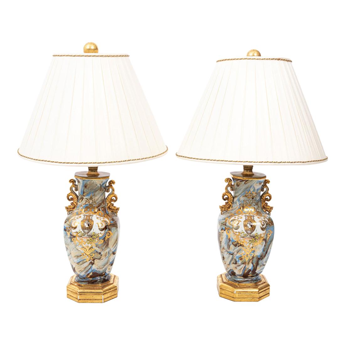 Pair of 19th Century French Porcelain Lamps