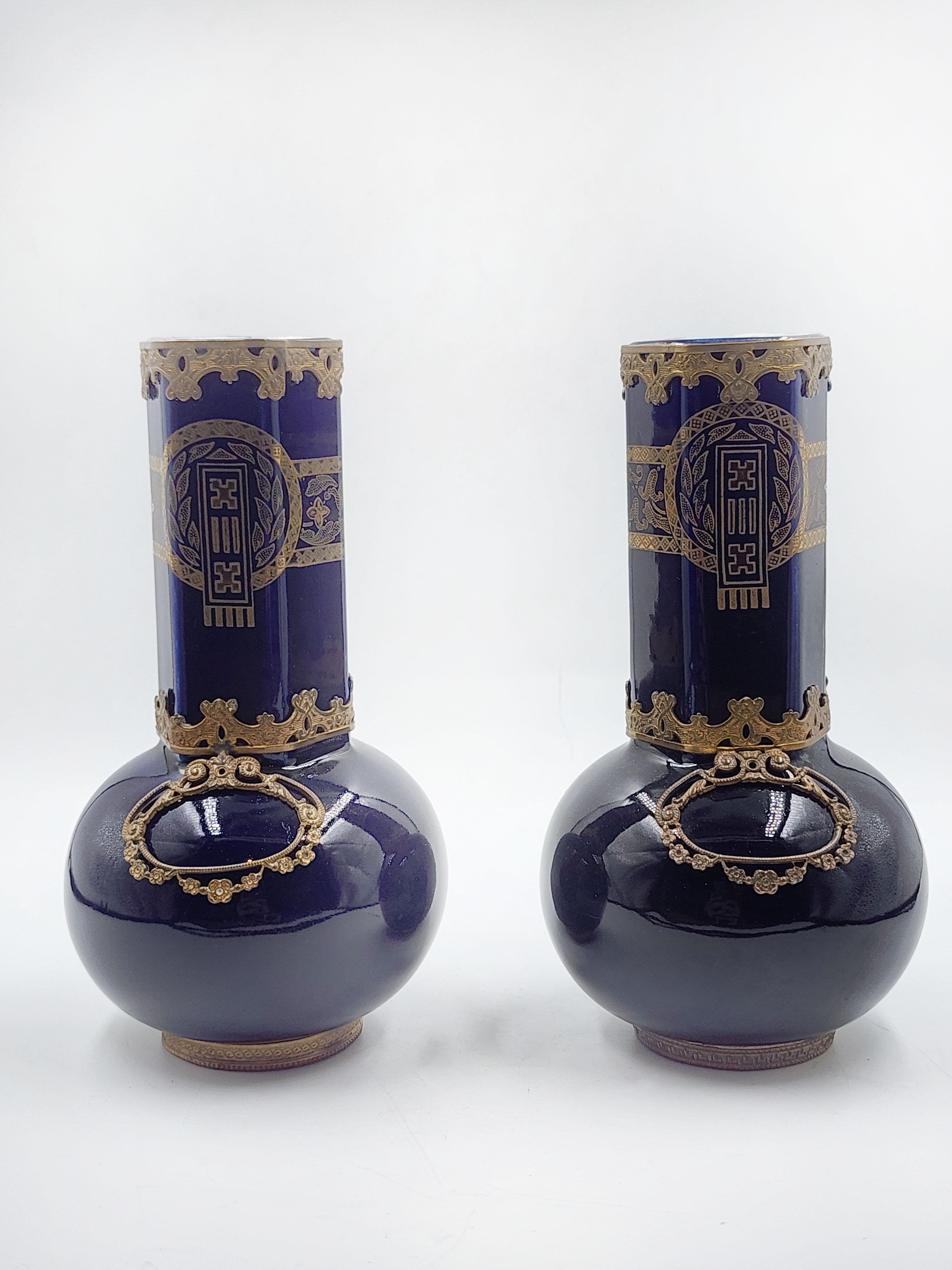 Art Nouveau Coppia di vasi in porcellana francese del XIX secolo in vendita