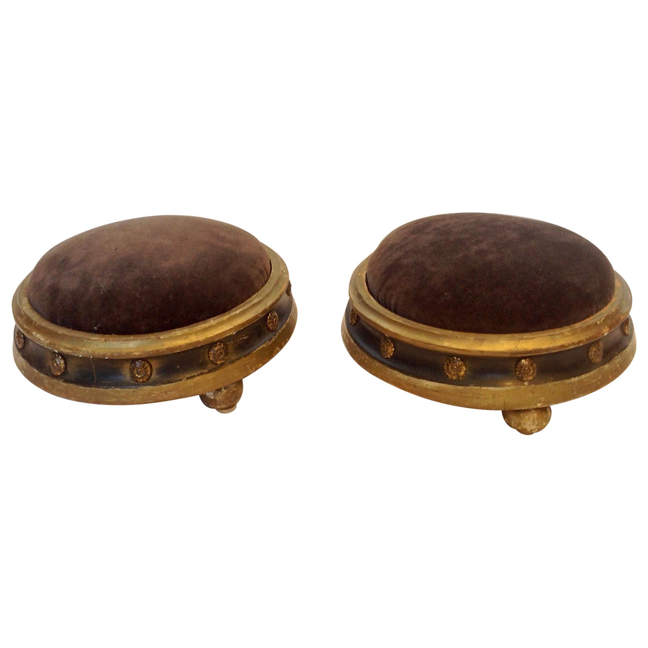 Pair of 19th Century French Pouf Form Footstools