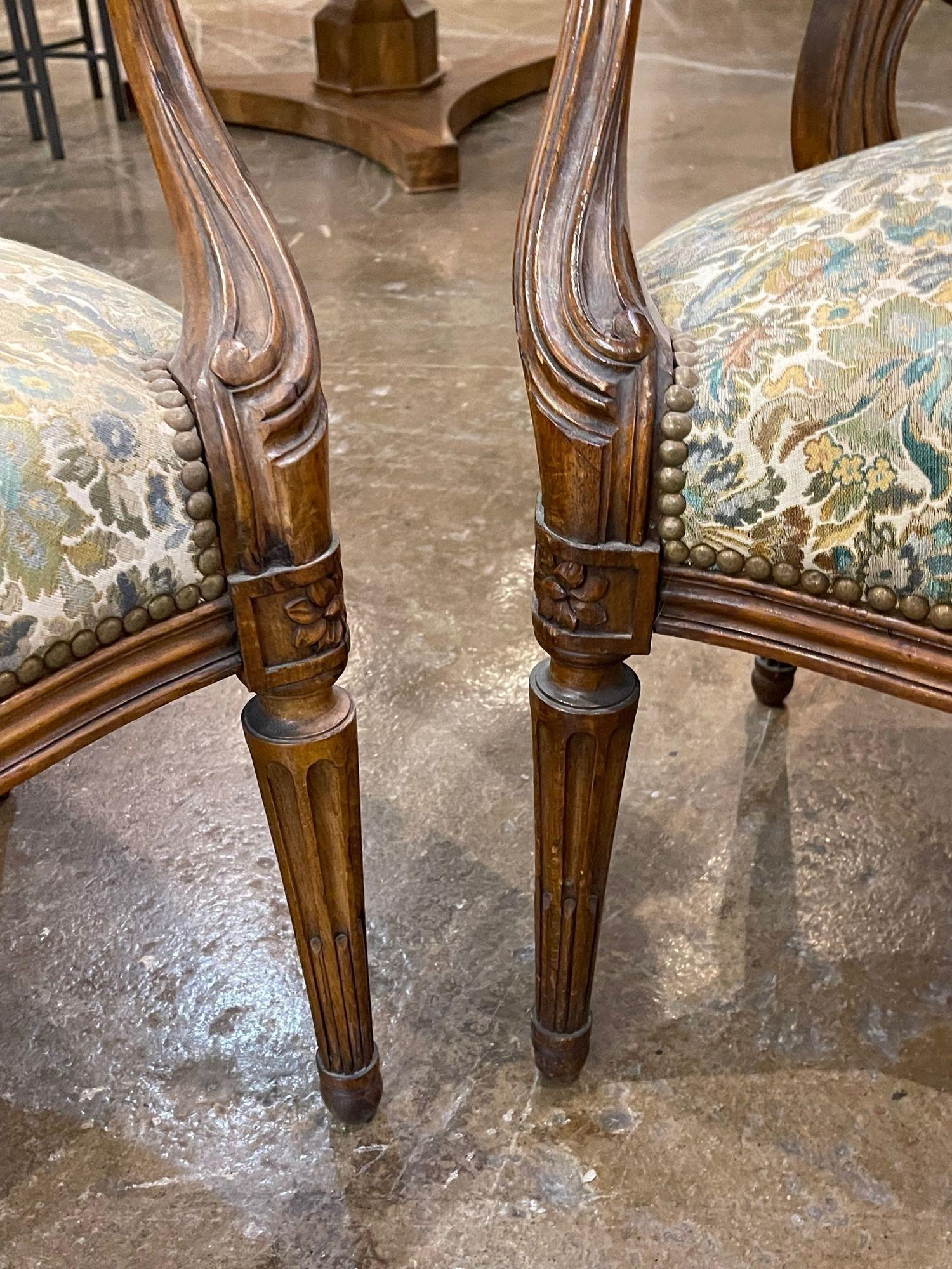 Pair of 19th Century French Provincial Carved Walnut Chairs 4