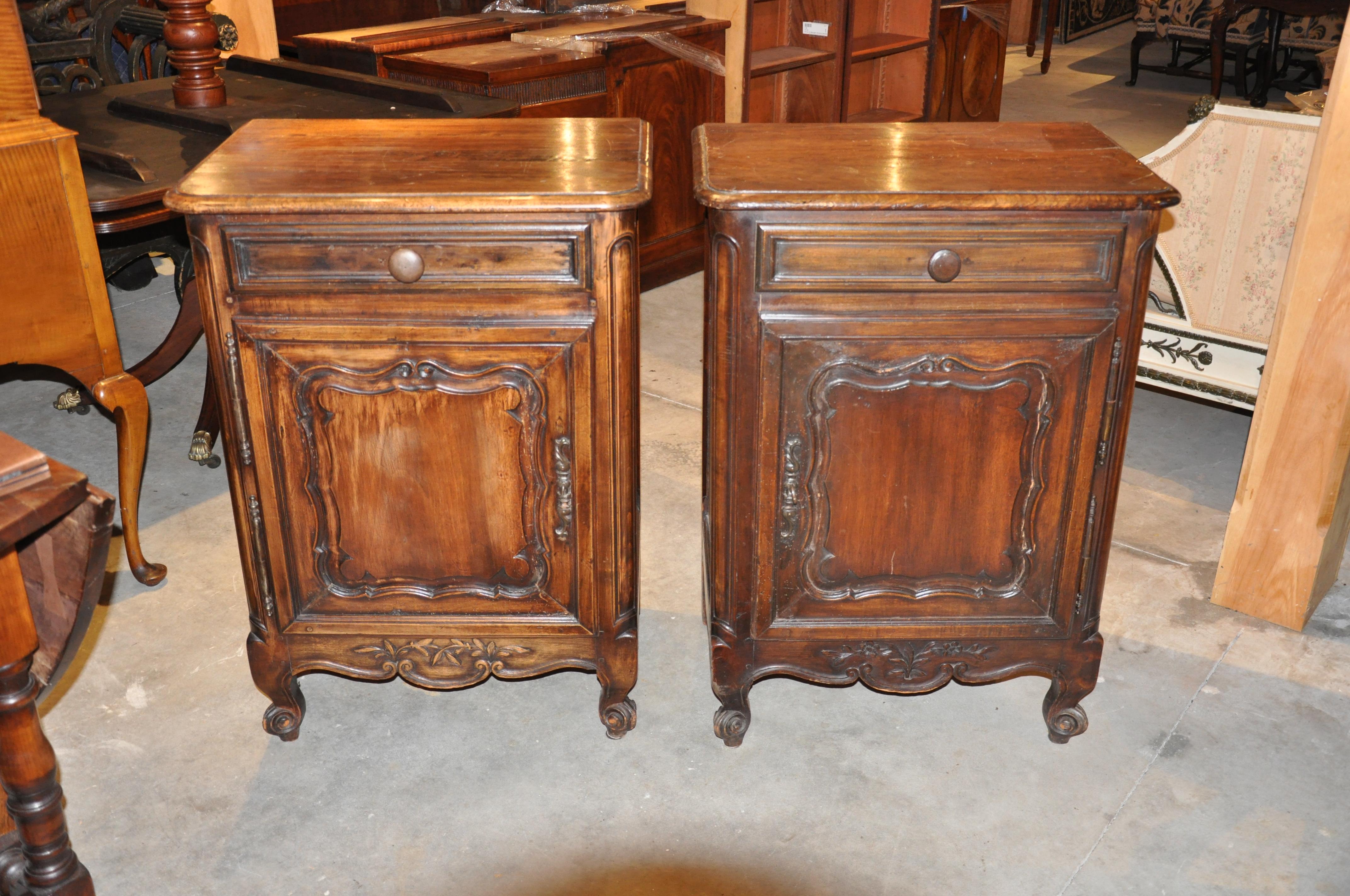 Pair of 19th Century French Provincial Fruitwood Side Cabinets In Good Condition In Essex, MA