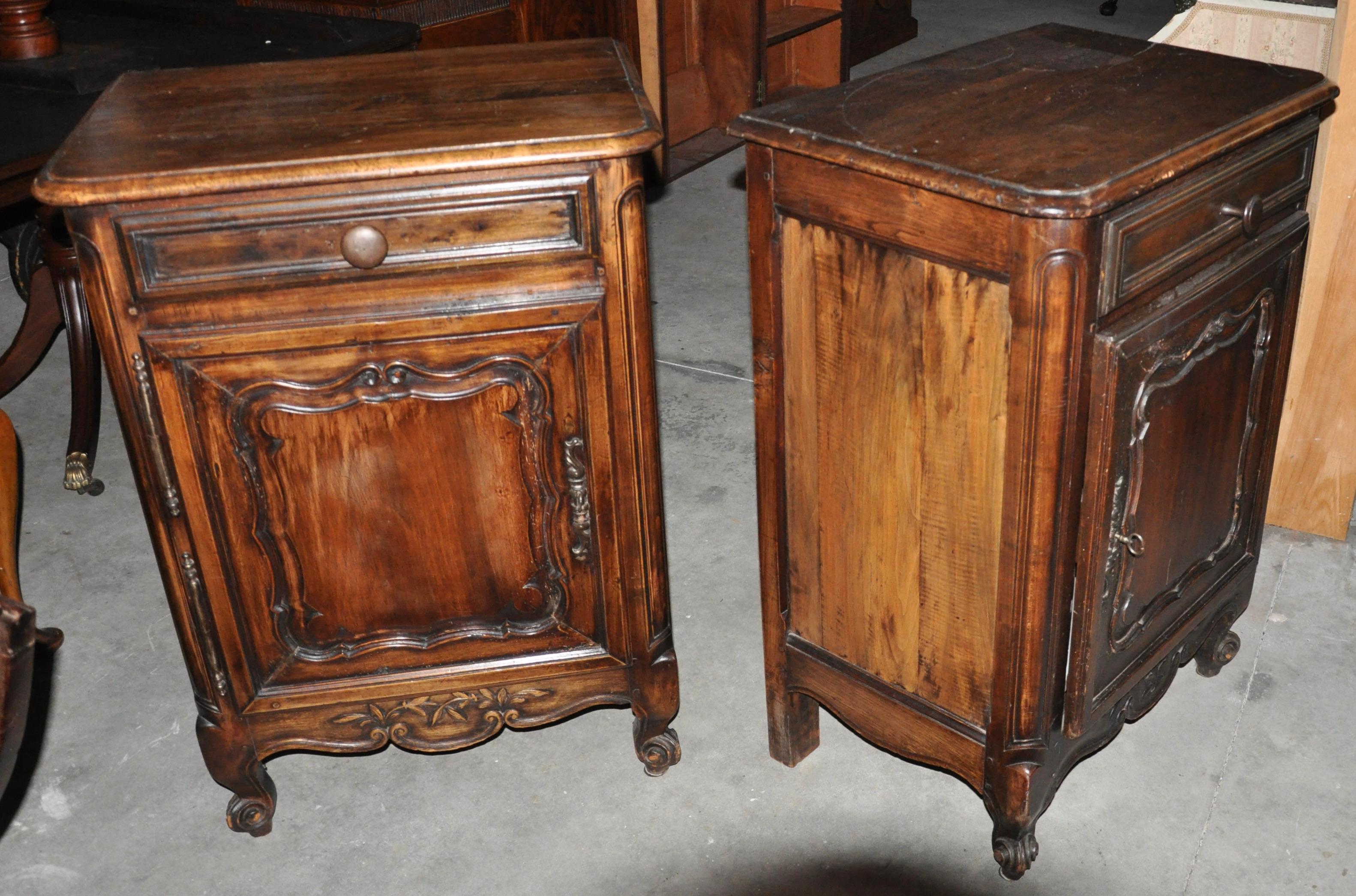 Pair of 19th Century French Provincial Fruitwood Side Cabinets 1