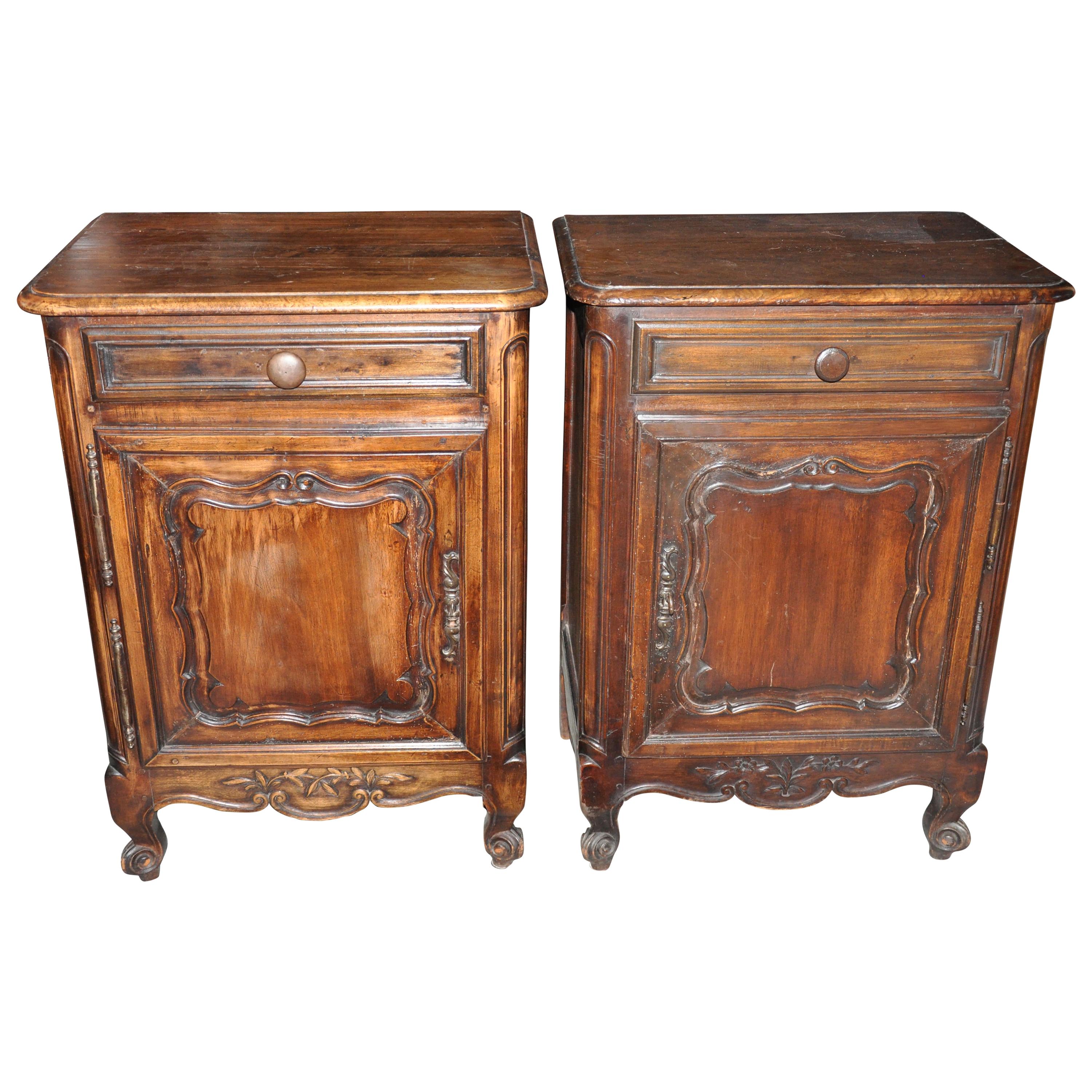 Pair of 19th Century French Provincial Fruitwood Side Cabinets