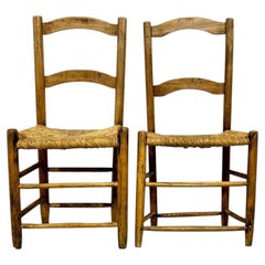 Pair of 19th Century French Provincial Oak Rush Seat Chairs