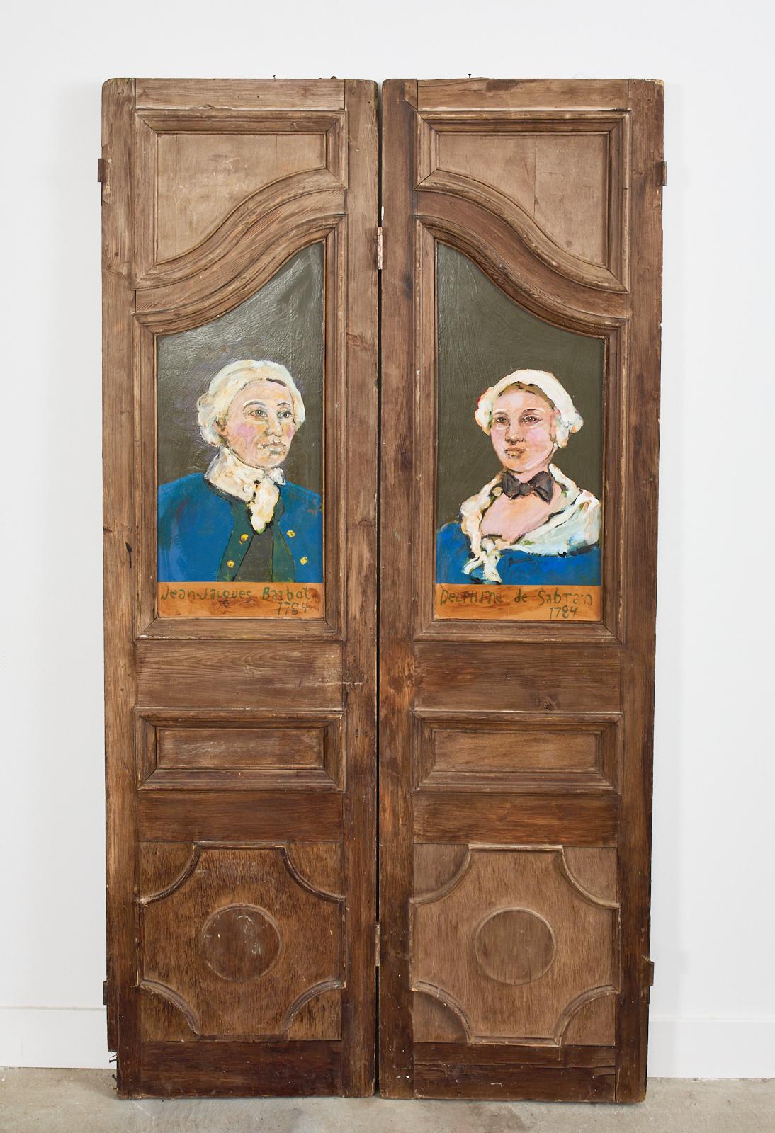 Pair of 19th Century French Provincial Painted Doors by Ira Yeager 16