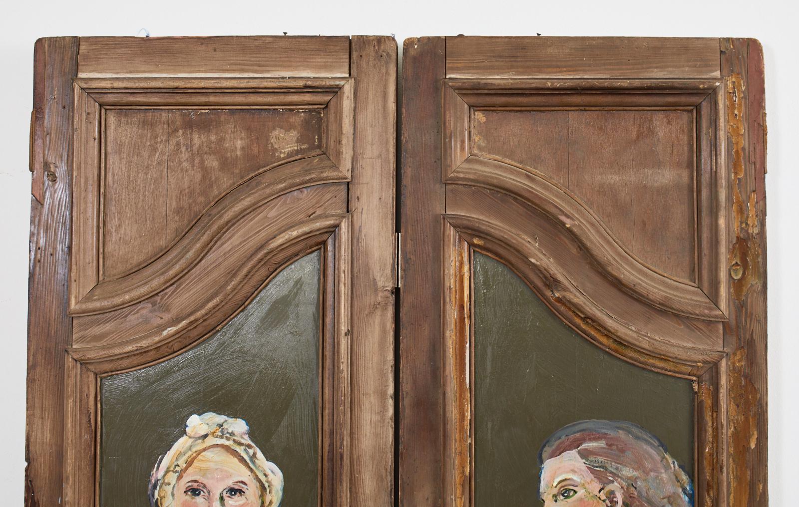Pair of 19th Century French Provincial Painted Doors by Ira Yeager 5