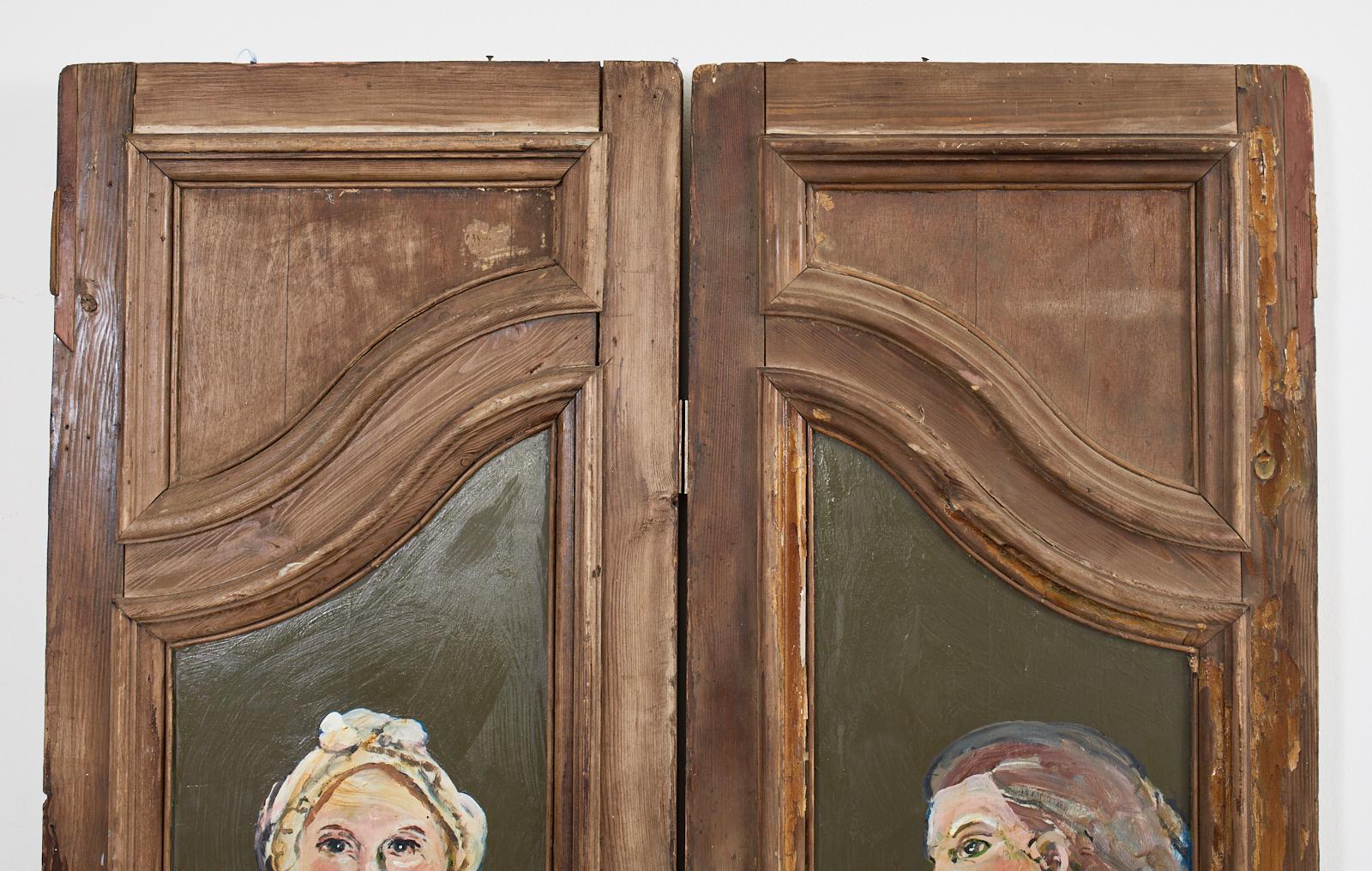 Pair of 19th Century French Provincial Painted Doors by Ira Yeager 3