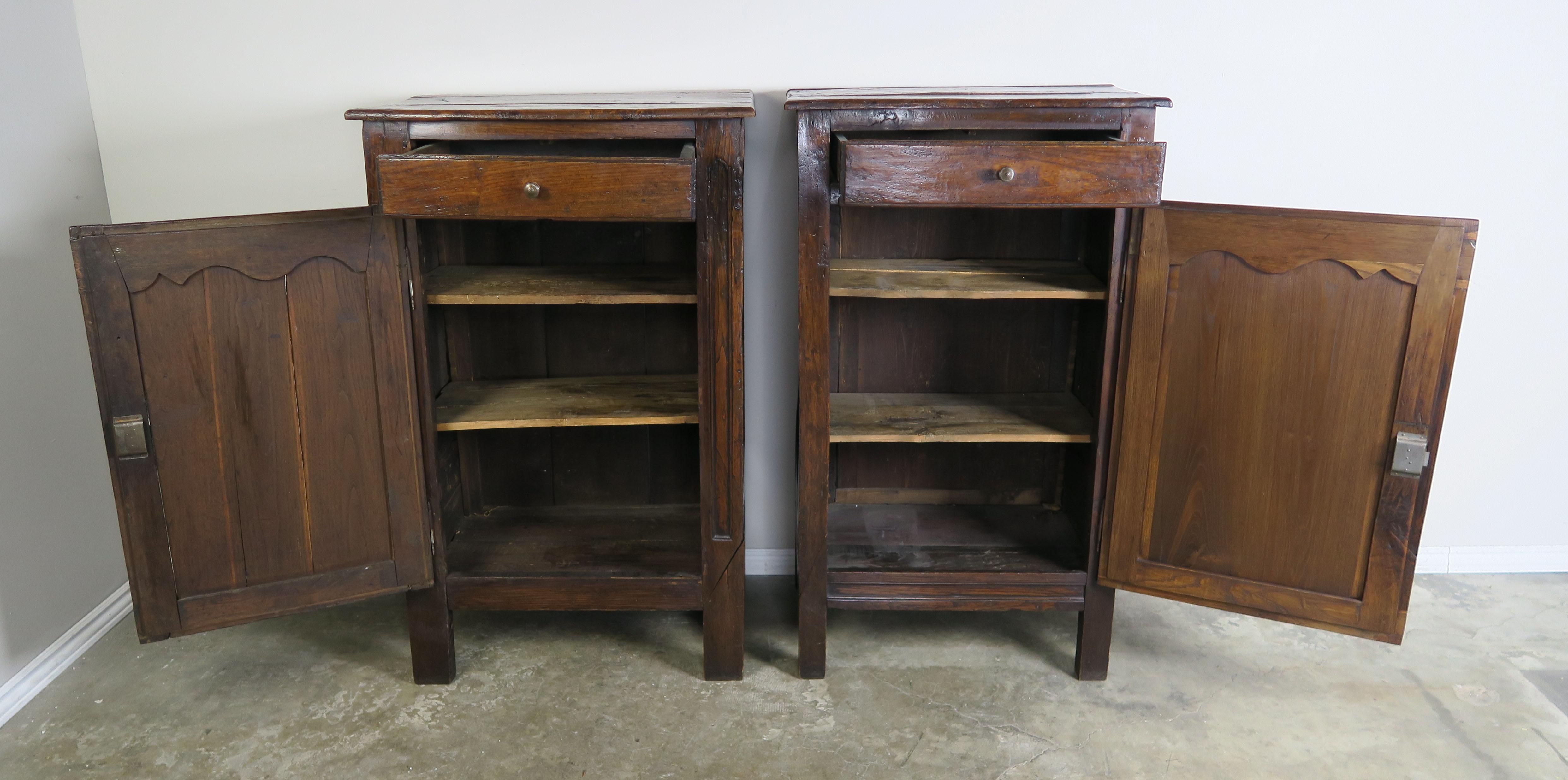 Pair of 19th Century French Provincial Style Walnut Cabinets In Distressed Condition In Los Angeles, CA