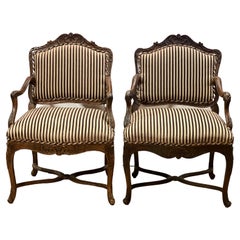 Pair of 19th Century French Provincial Velvet Upholstered Chairs